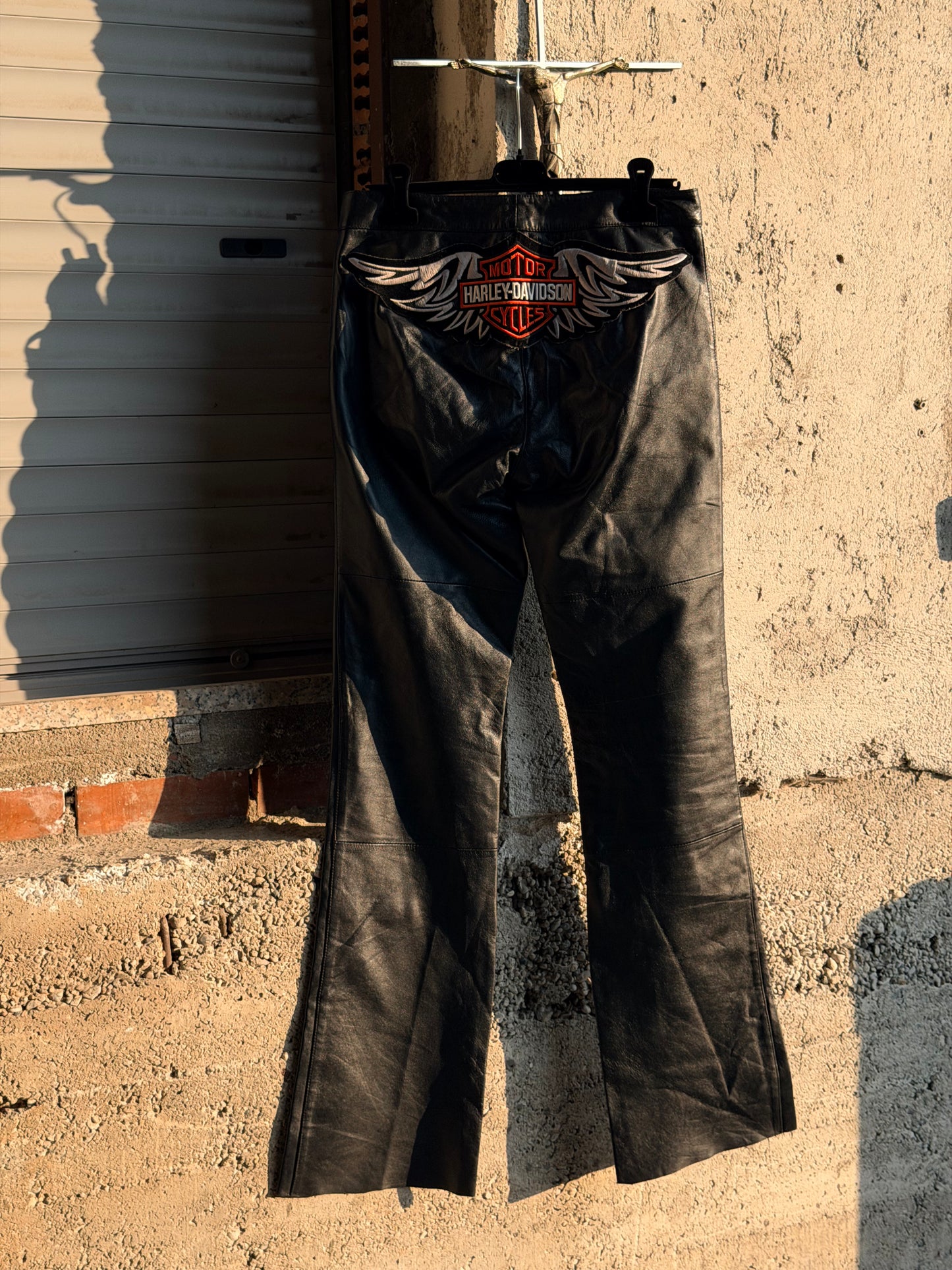 LEATHER HARLEY PATCHED TROUSERS