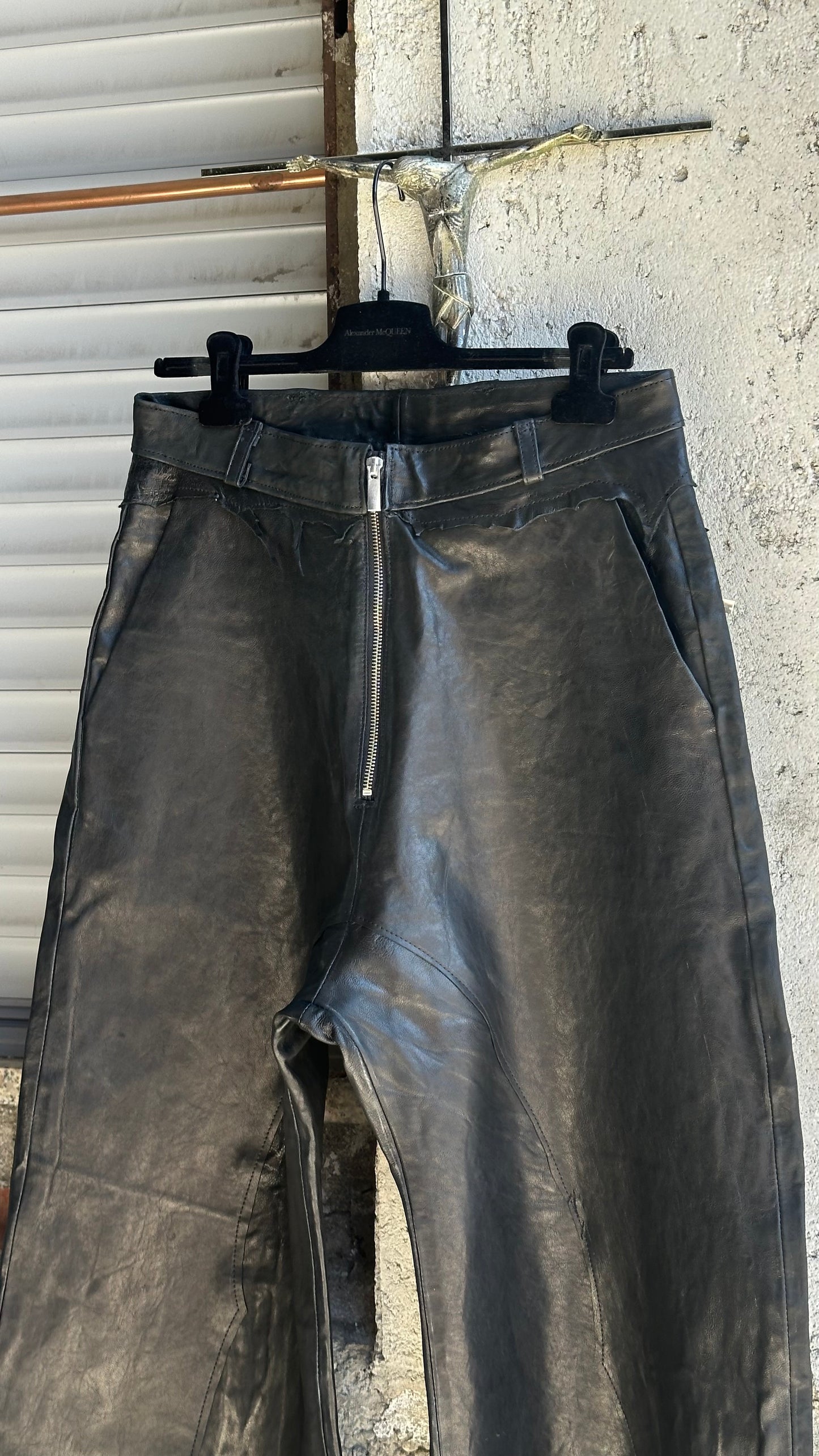 ALEKSANDER CECCO TENEBRAE MONUMENTUS LEATHER PANTS