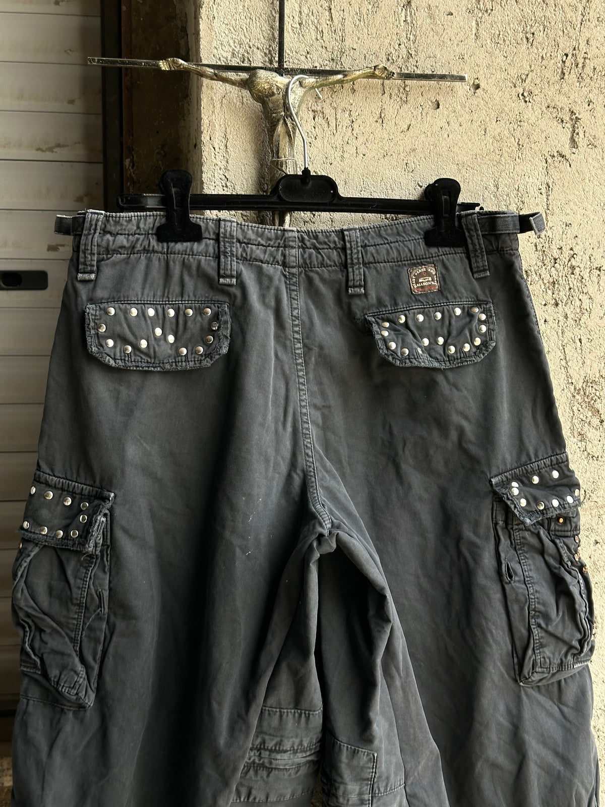 STUDDED BLUE CARGO JORTS