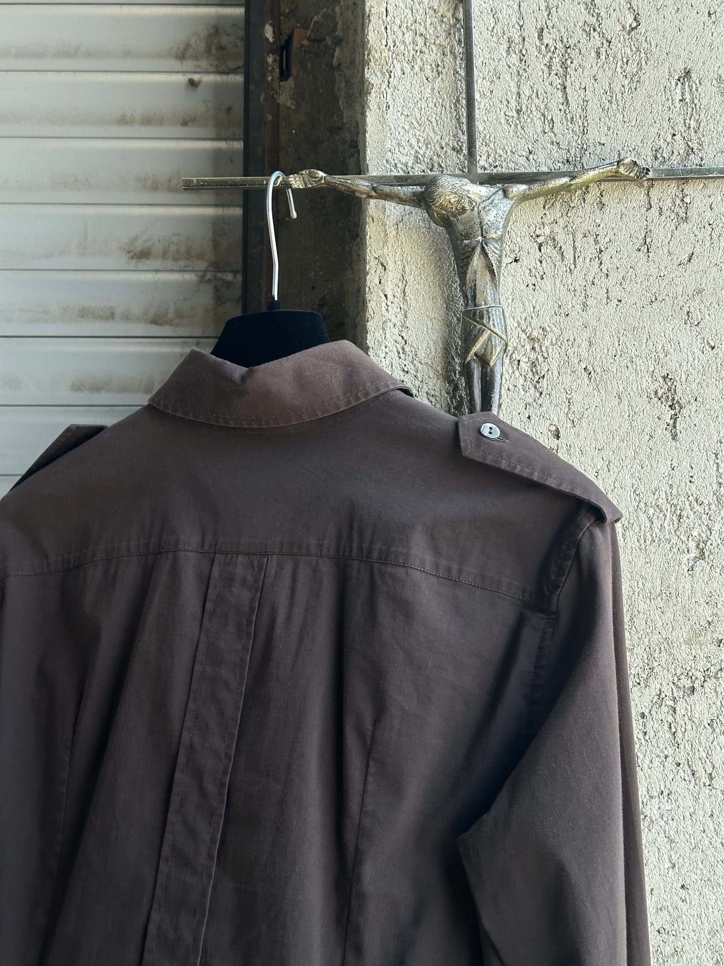 DOLCE & GABBANA BROWN MILITARY SHIRT