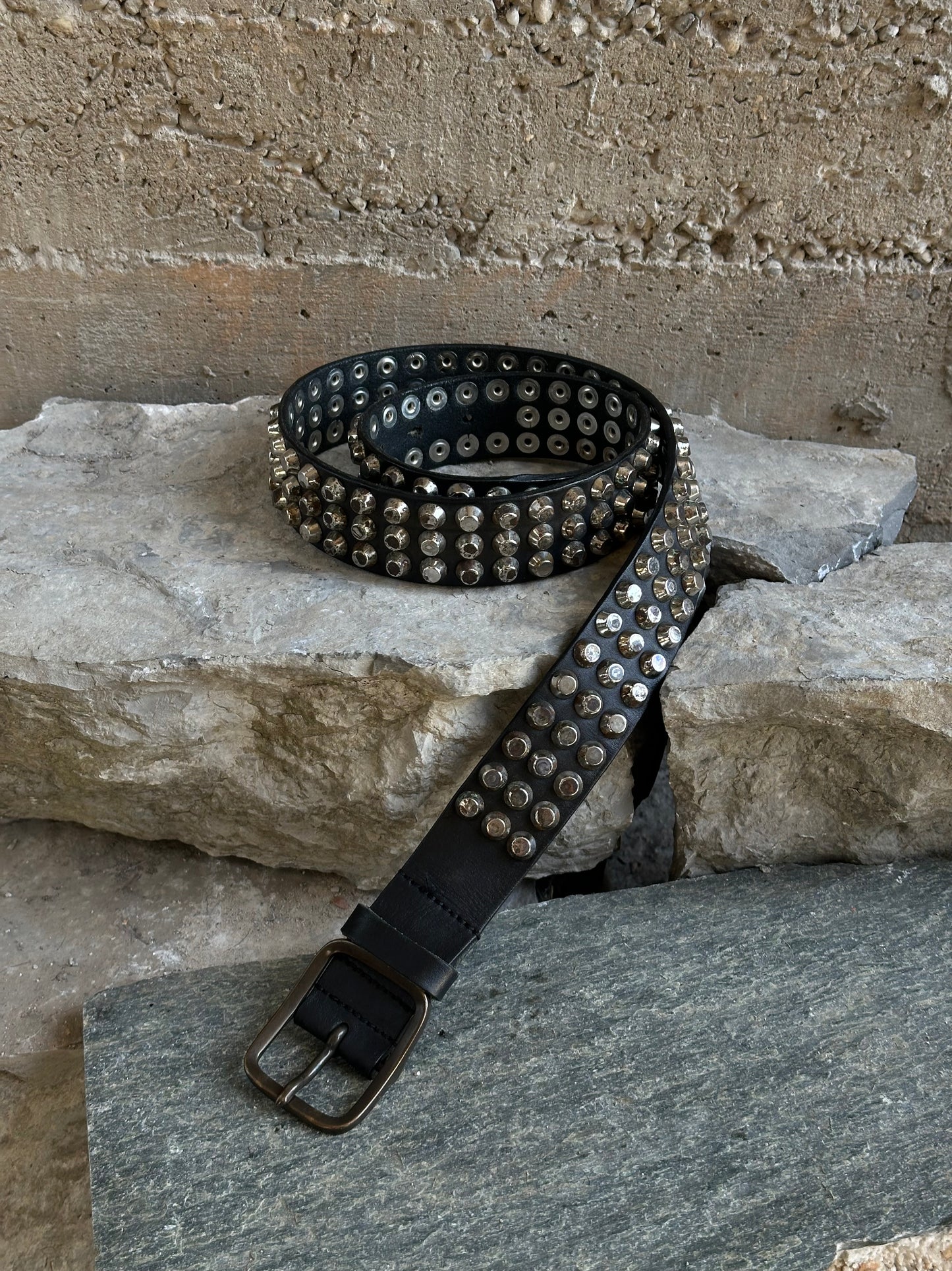 DSQUARED2 STUDDED BLACK LEATHER BELT