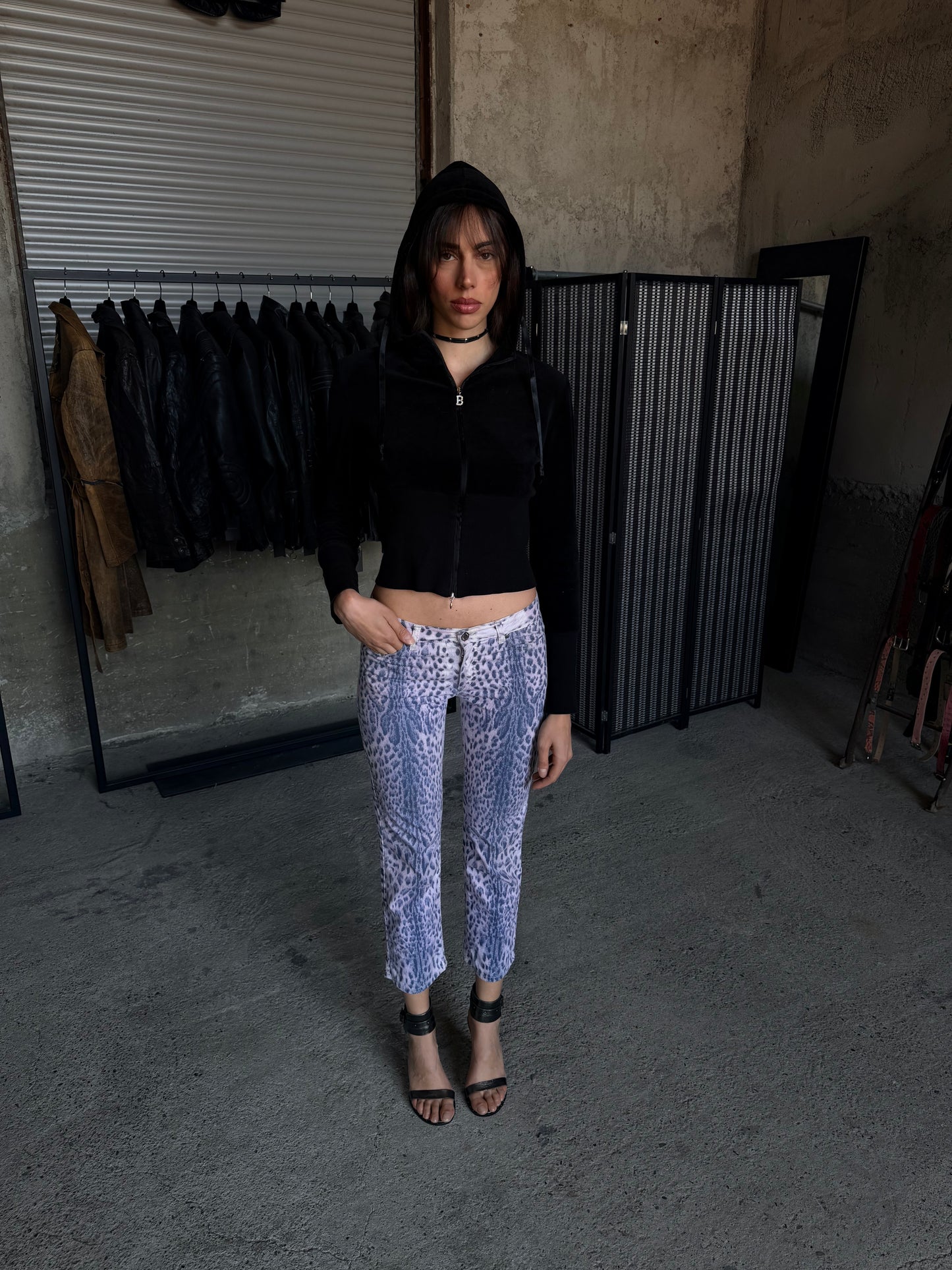 ROBERTO CAVALLI LEOPARD VIOLET PANTS