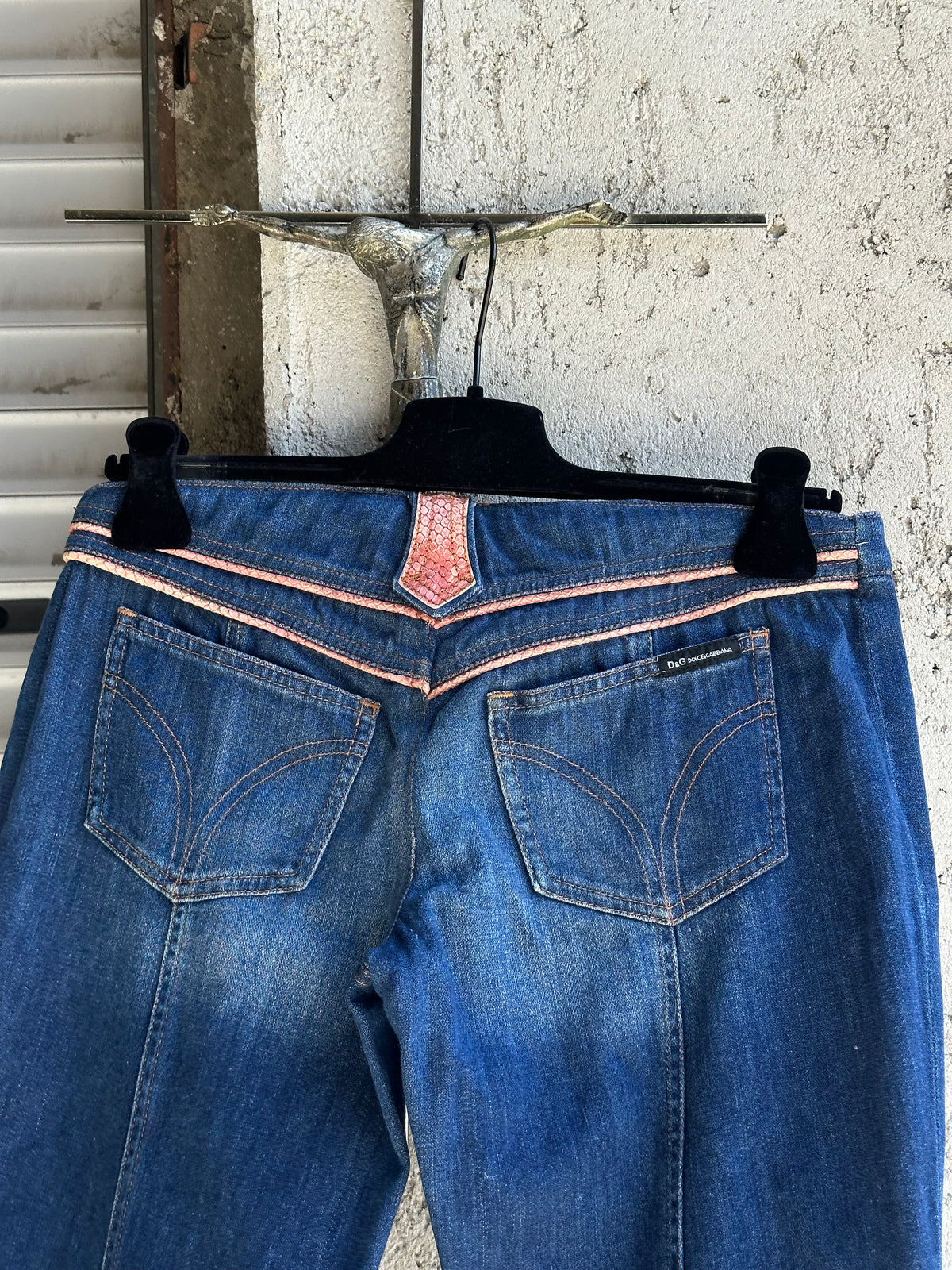 DOLCE & GABBANA FLARED PYTHON DETAILS JEANS