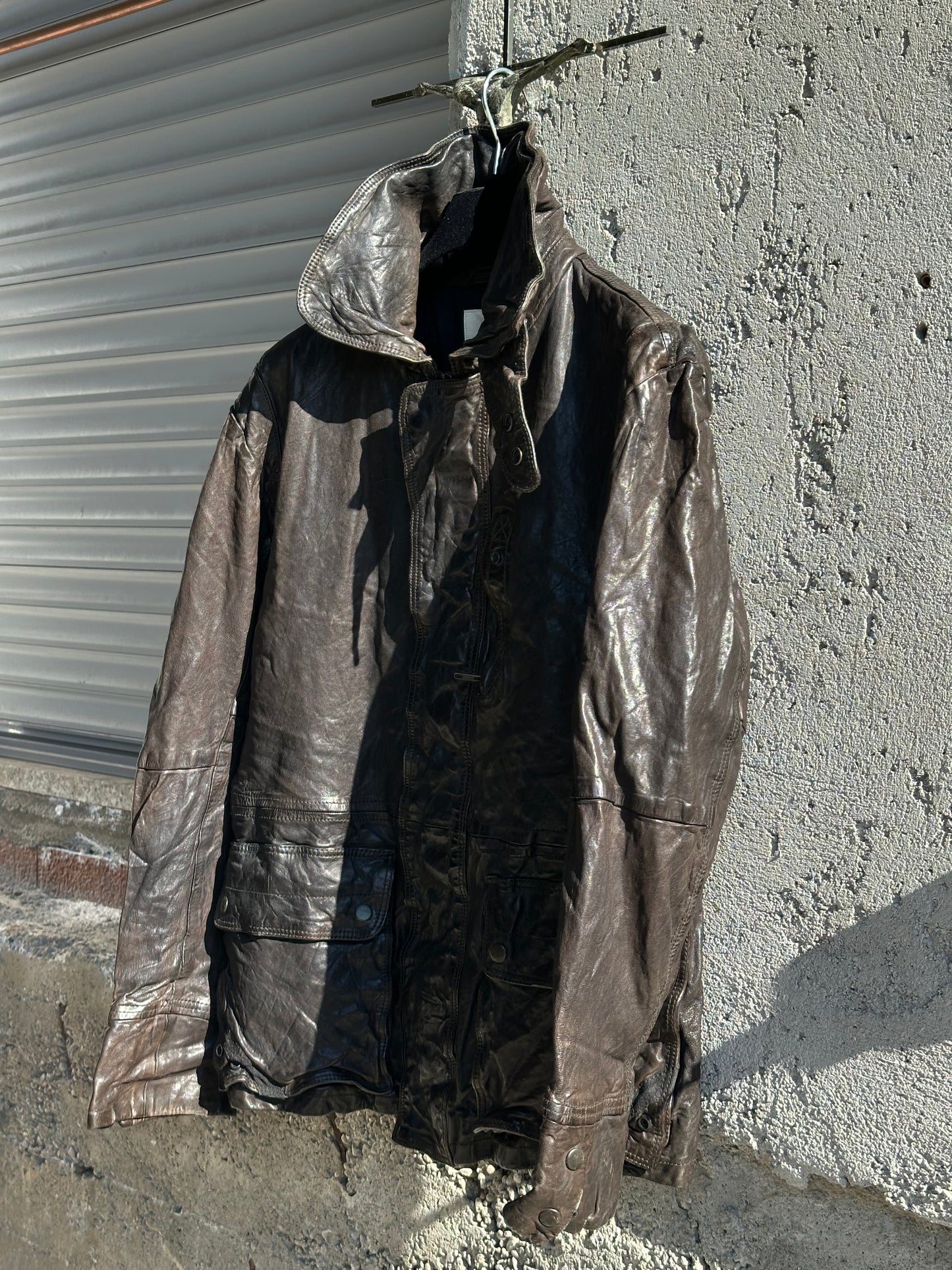 DIESEL BROWN WASHED LEATHER JACKET