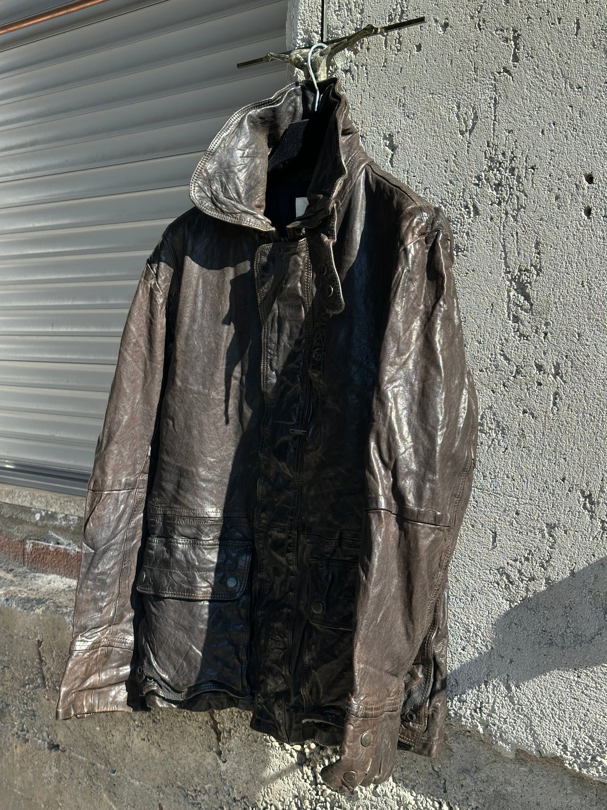 DIESEL BROWN WASHED LEATHER JACKET
