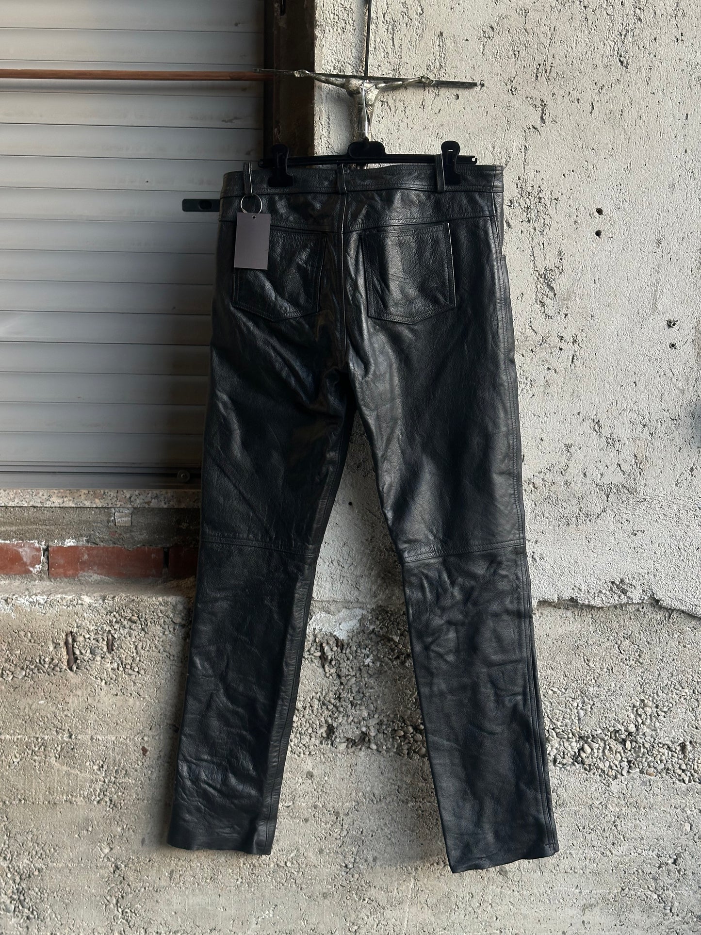 BLACK MOTOR LEATHER PANTS