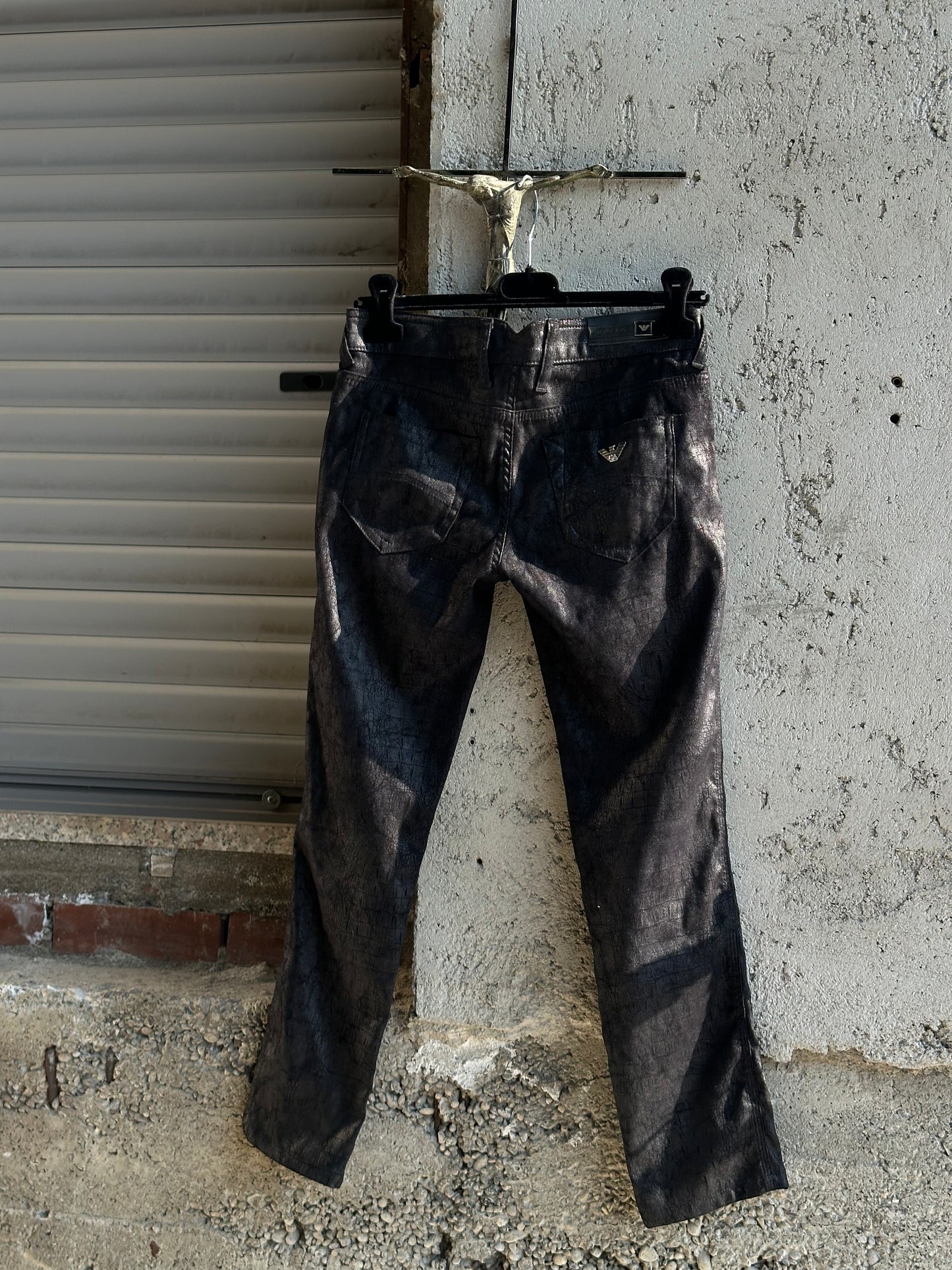 ARMANI SKINNY ELASTIC CROCO PANTS