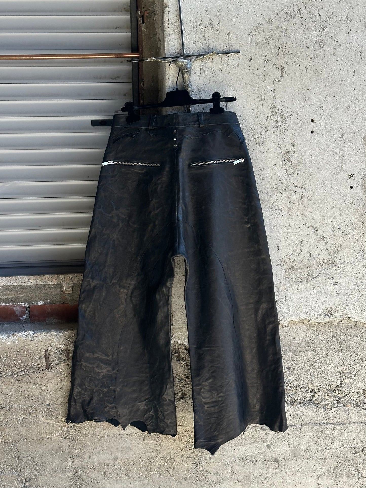 ALEKSANDER CECCO TENEBRAE MONUMENTUS LEATHER PANTS