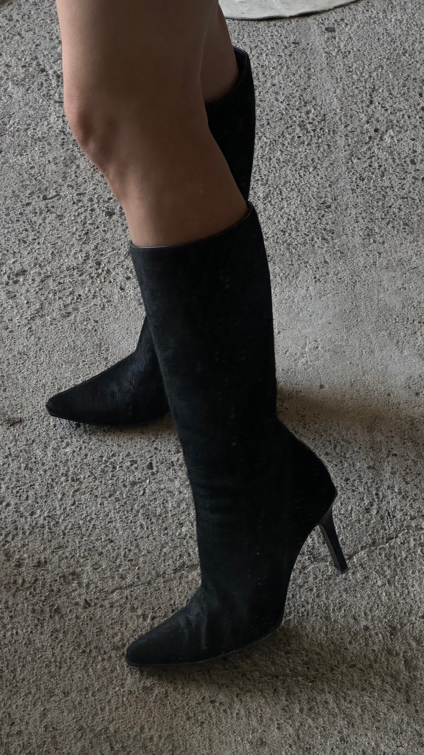 CASADEI BLACK PONYHAIR BOOTS