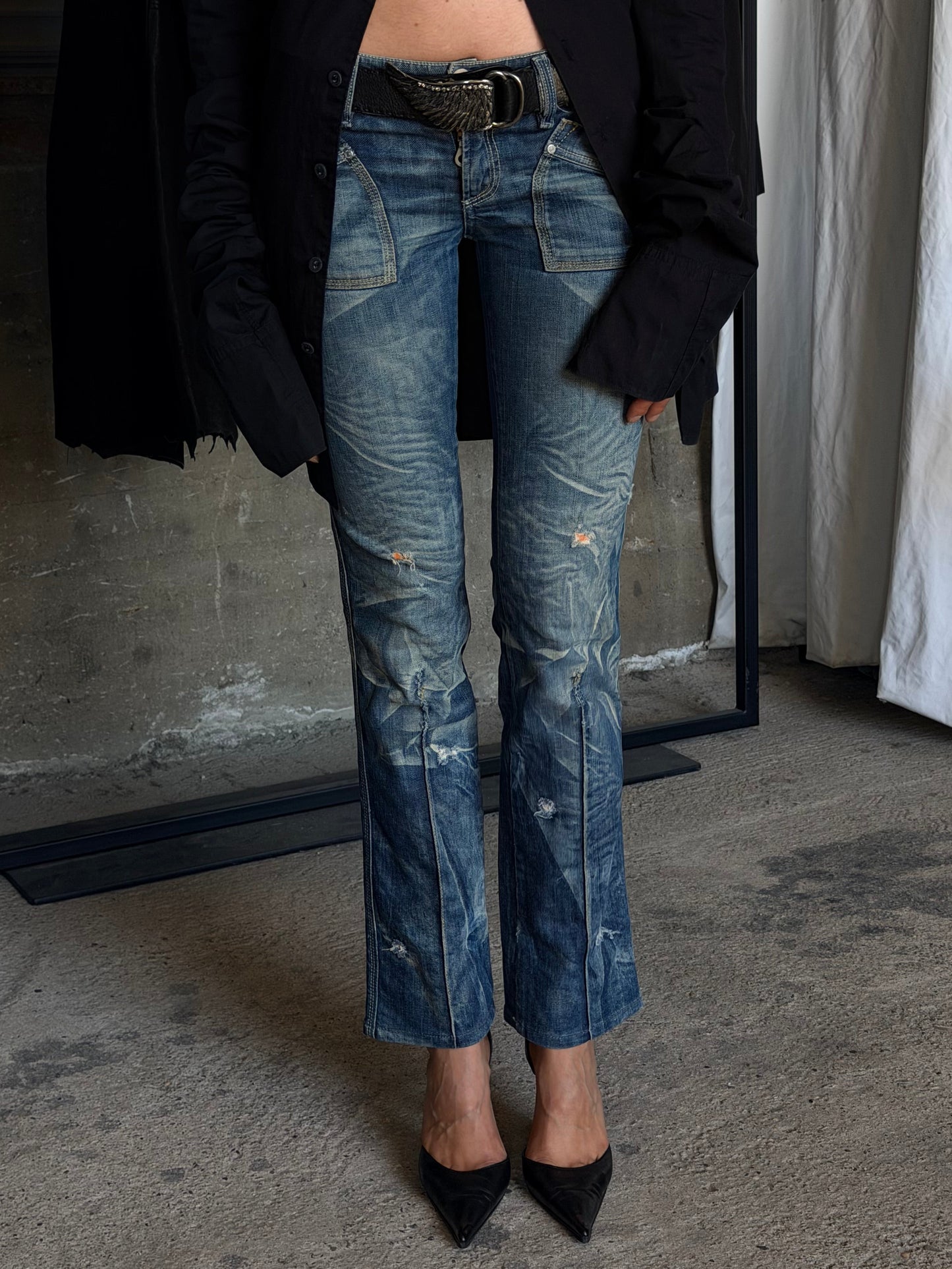 DIESEL DISTRESSED WASHED DENIM