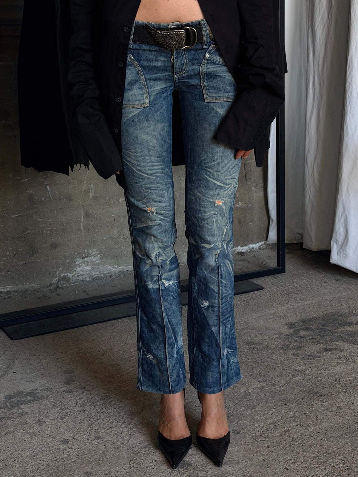 DIESEL DISTRESSED WASHED DENIM