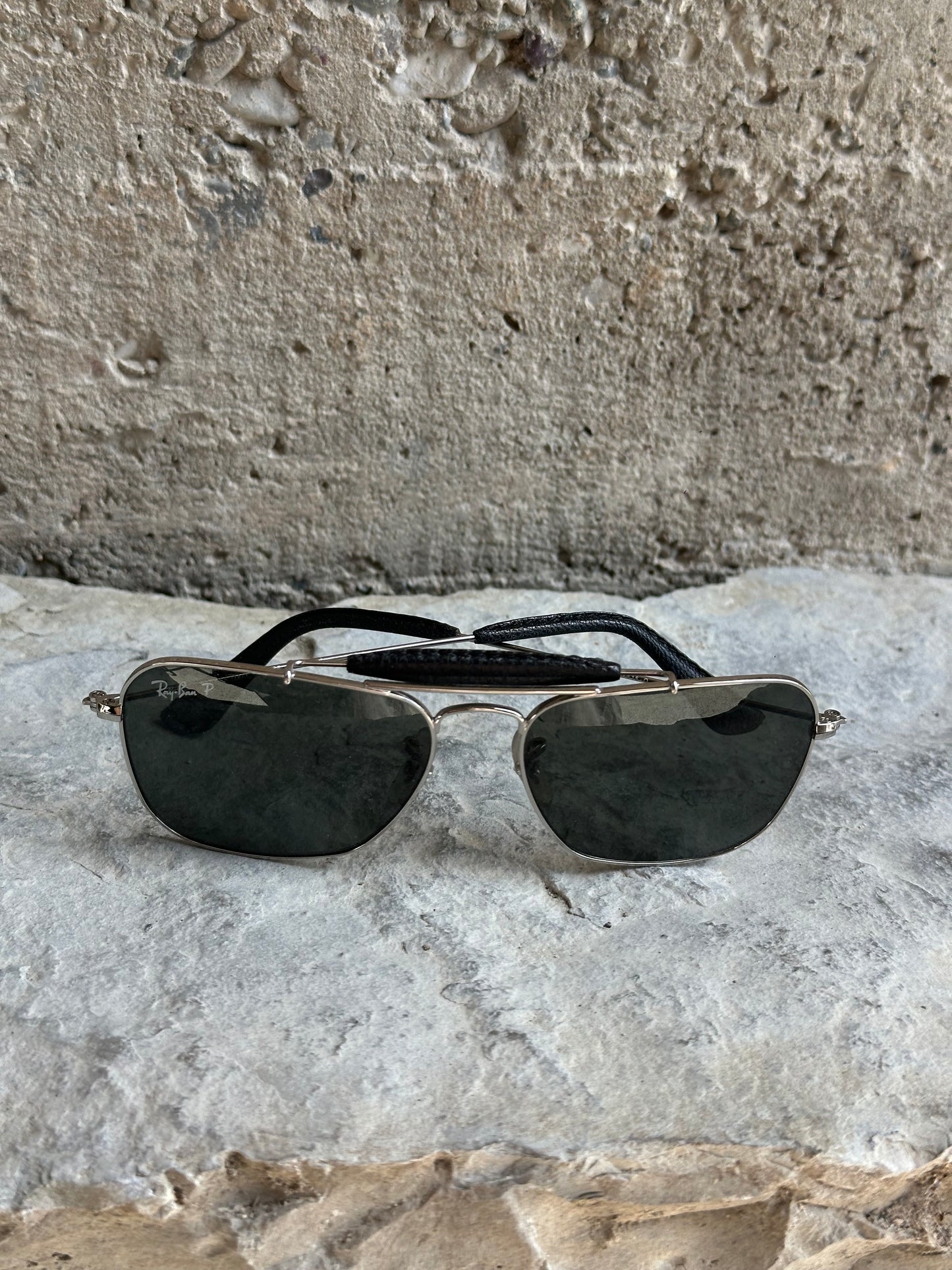 RAY BAN RB 3415-Q CARAVAN LEATHER SUNGLASSES
