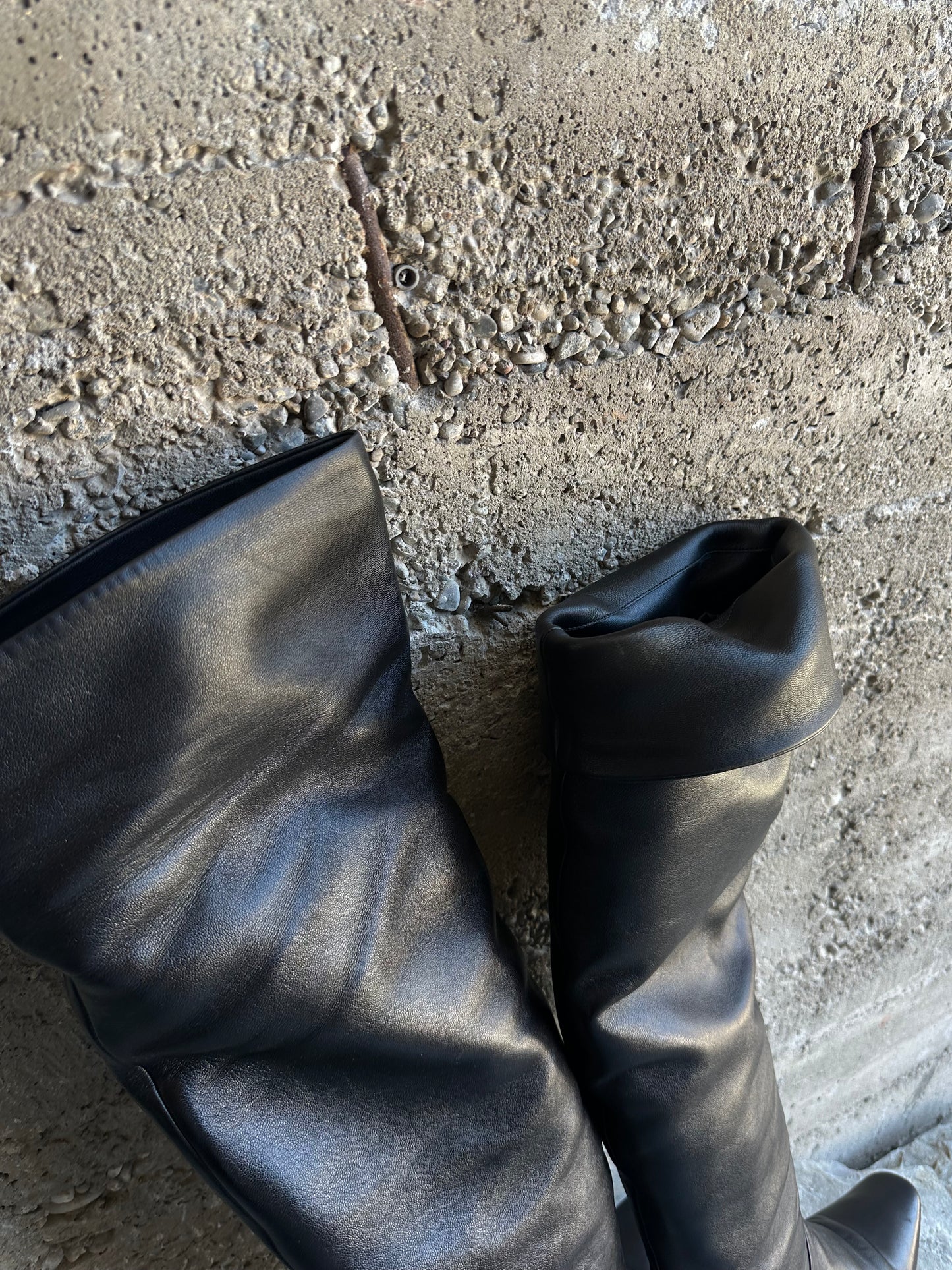 PRADA OVERKNEE LEATHER BOOTS