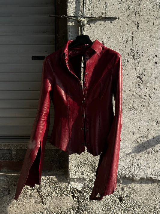 ALEKSANDER CECCO RUBEDO LAMBSKIN LEATHER SHIRT