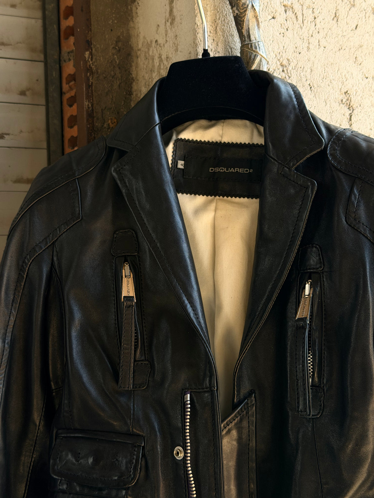DSQUARED2 LEATHER MOTOR BLAZER