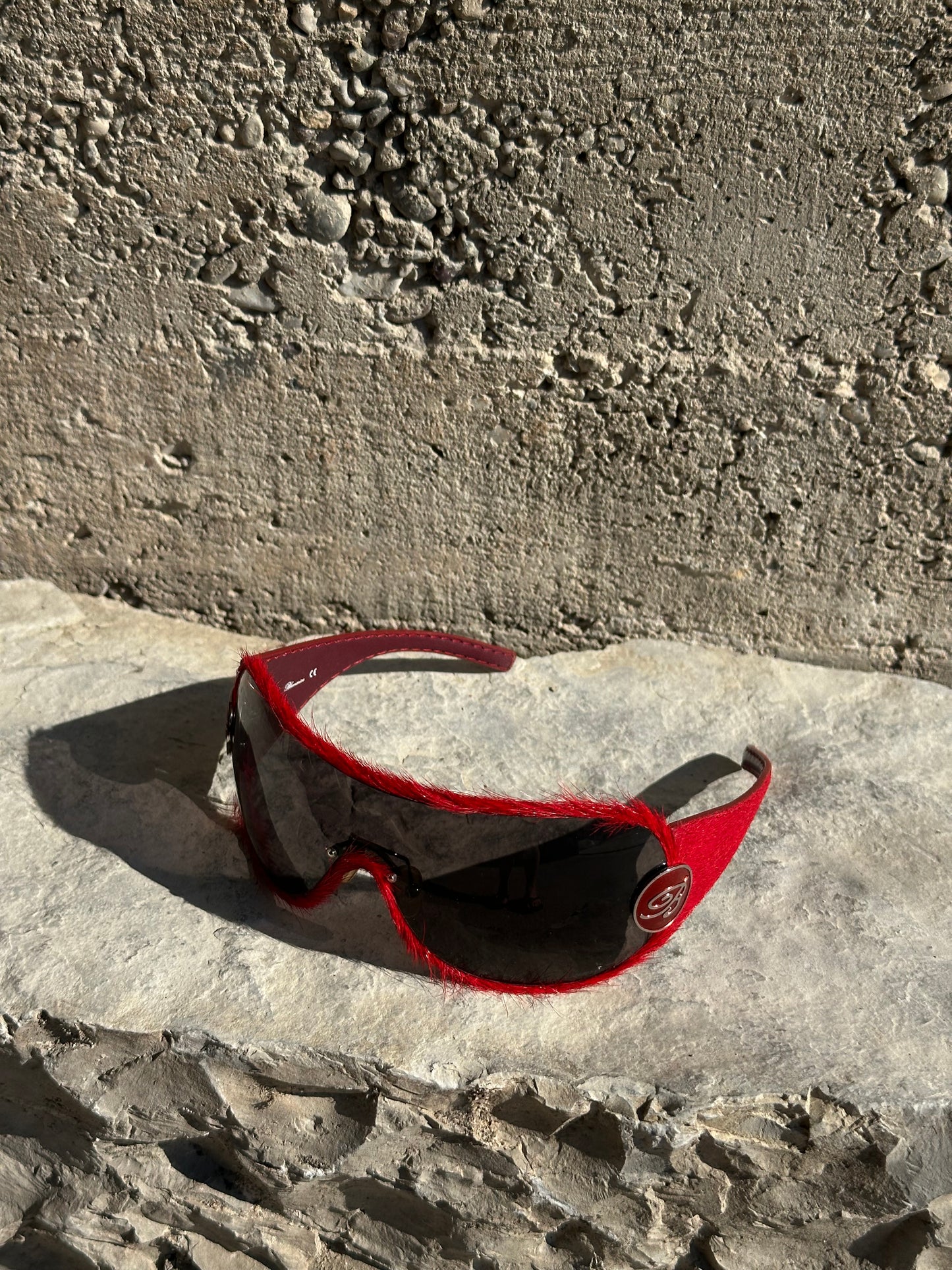 BLUMARINE RED PONYHAIR SUNGLASSES