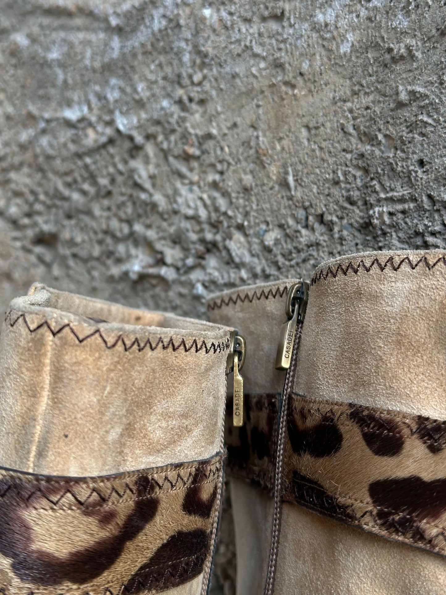 CASADEI LEOPARD PONYHAIR BOOTS