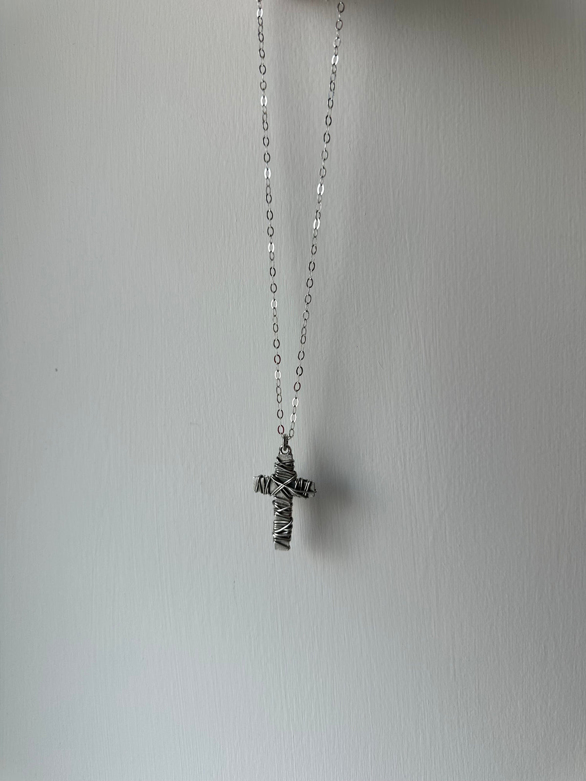 SILVER WRAPPED CROSS NECKLACE BY V