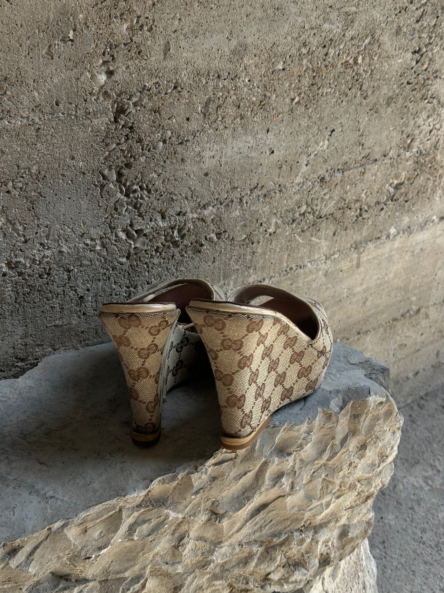 GUCCI GG MONOGRAM PLATFORM WEDGE