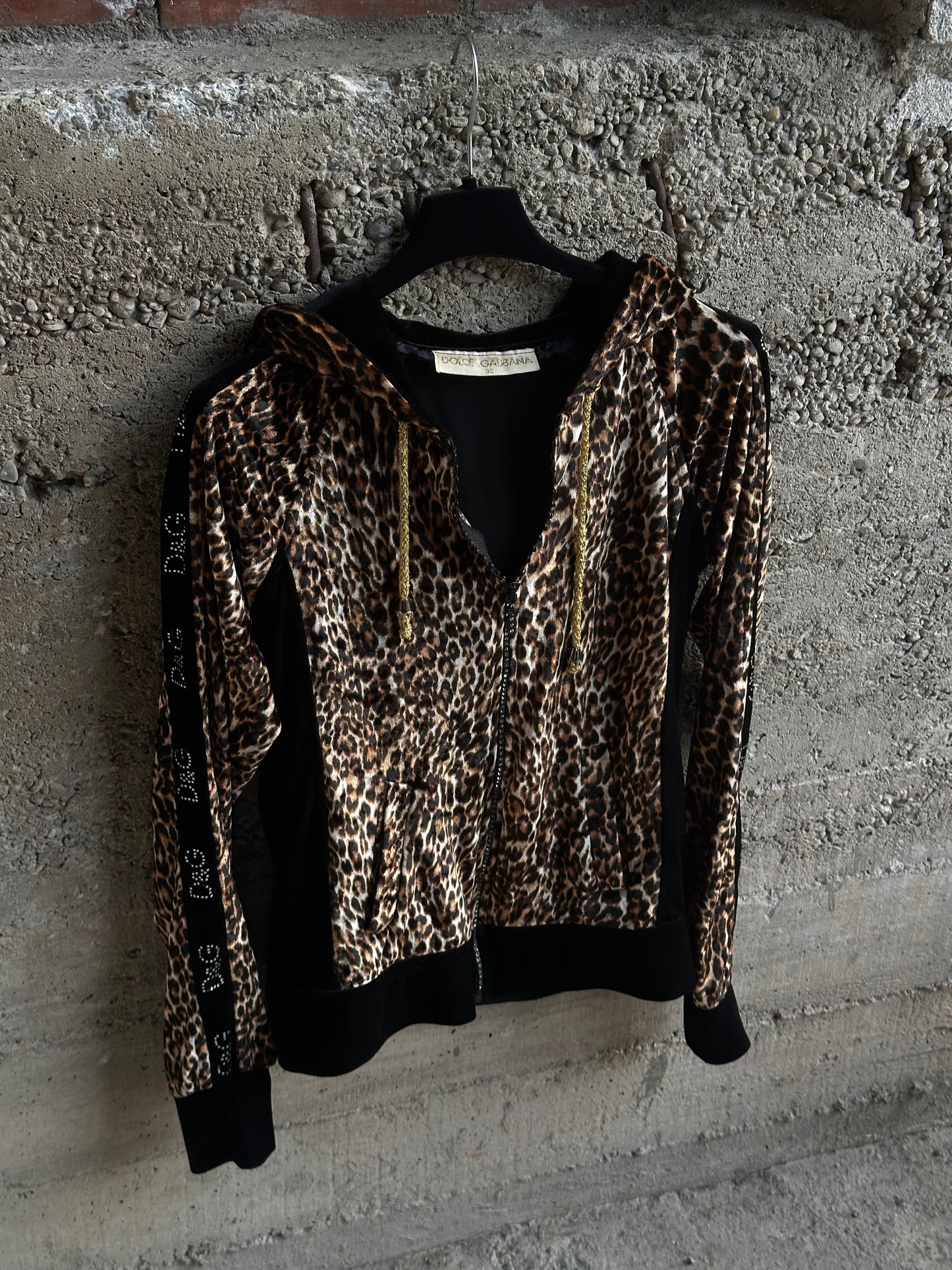 DOLCE & GABBANA LEOPARD RHINESTONES HOODIE