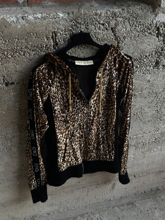 DOLCE & GABBANA LEOPARD RHINESTONES HOODIE