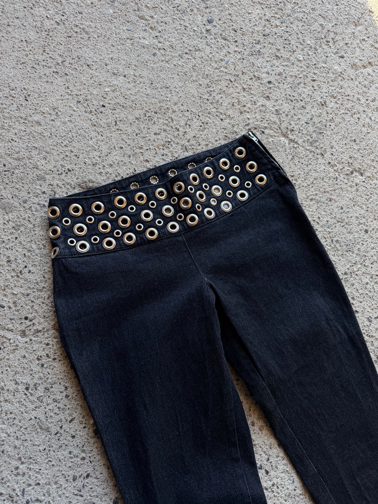 BLUMARINE EYELETS FLARED DENIM