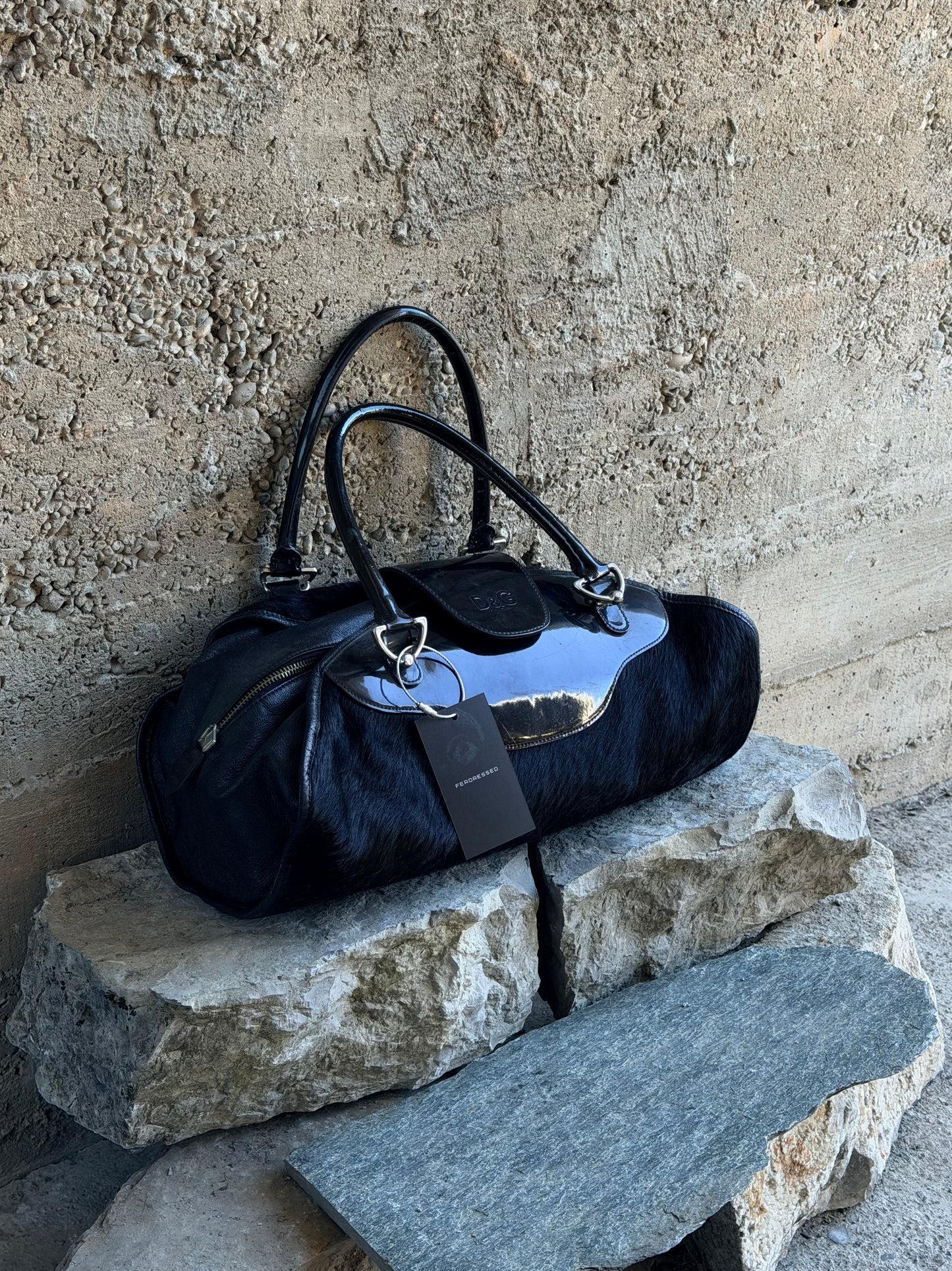 DOLCE & GABBANA BLACK PONYHAIR BAG