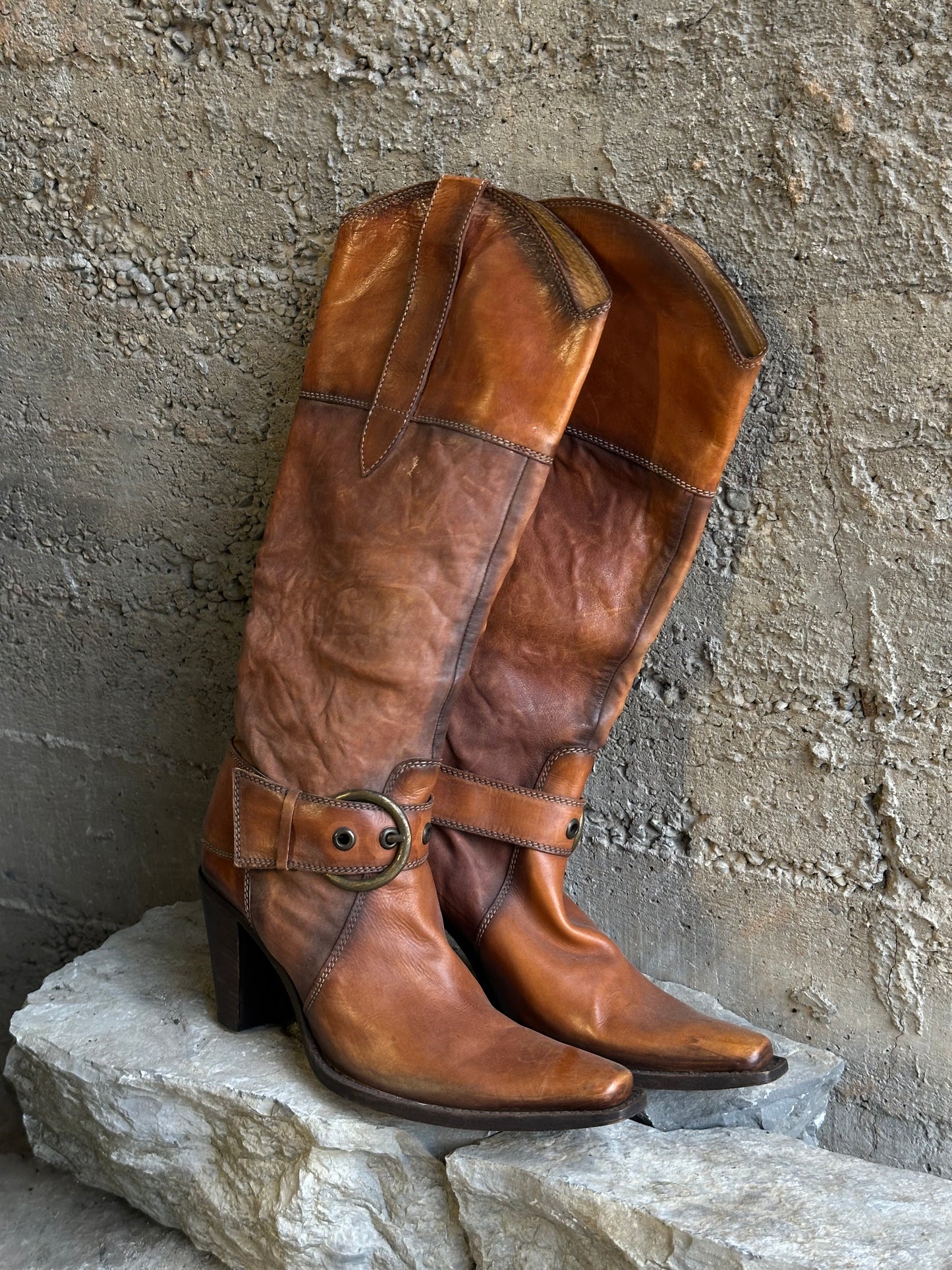 HARNESS CARAMEL LEATHER TEXAN BOOTS