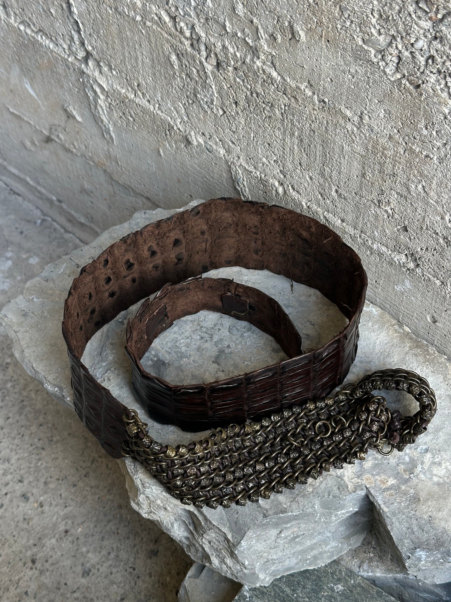 CROCO AND CHAIN BROWN BELT