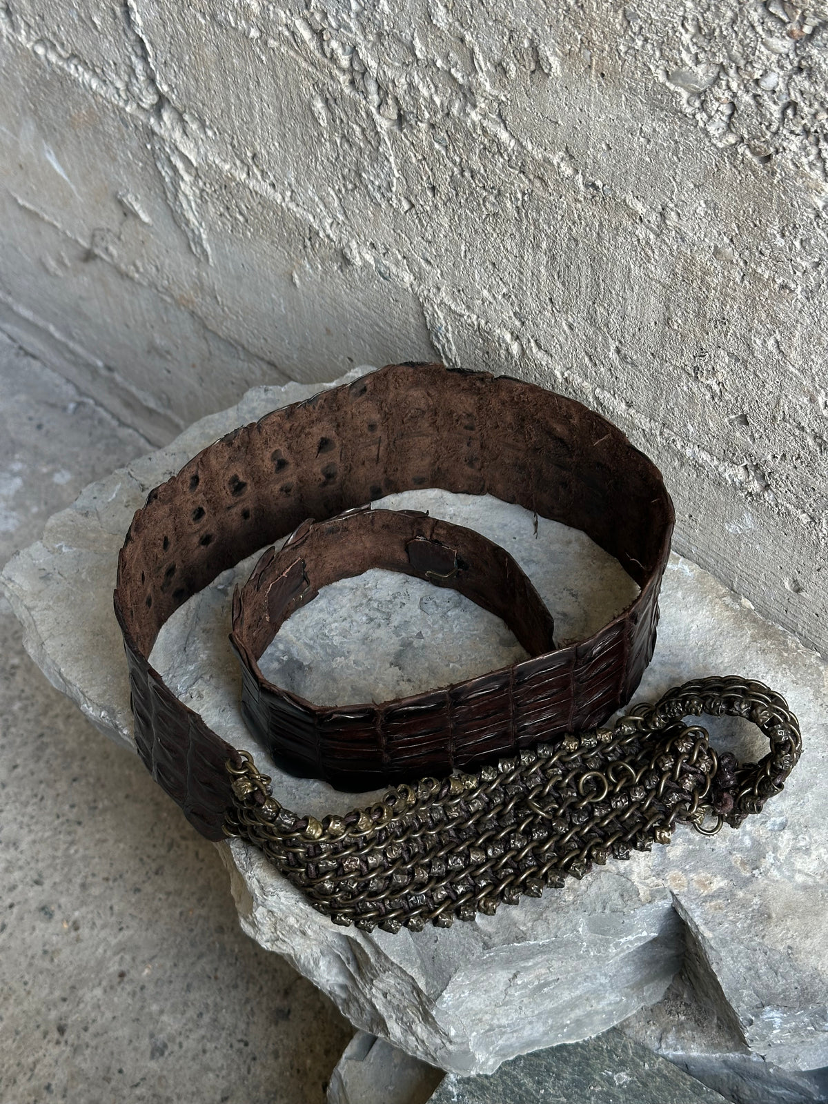 CROCO AND CHAIN BROWN BELT