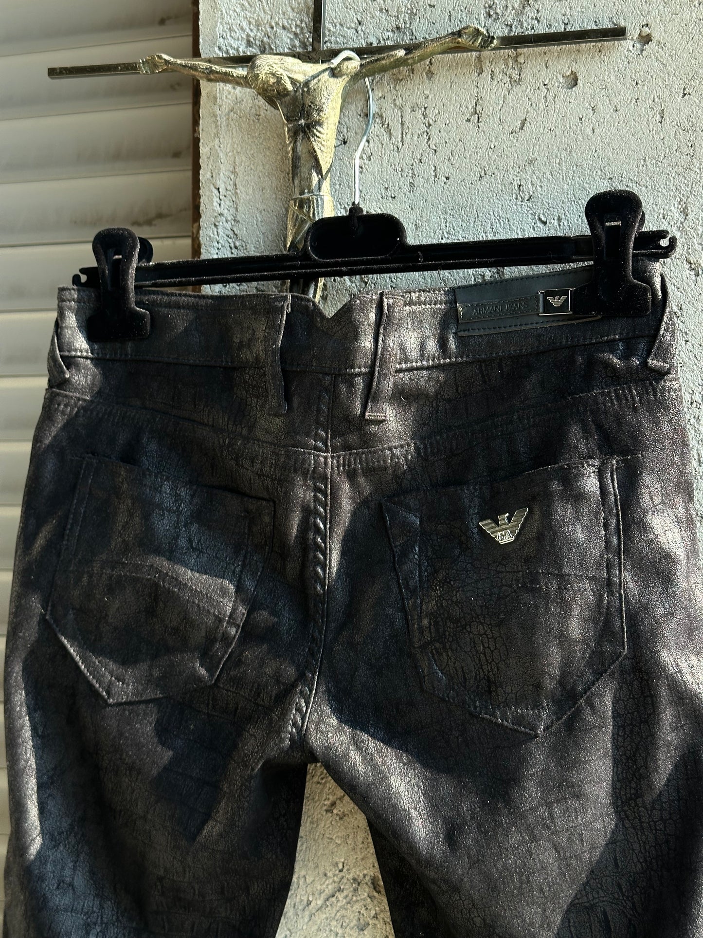 ARMANI SKINNY ELASTIC CROCO PANTS