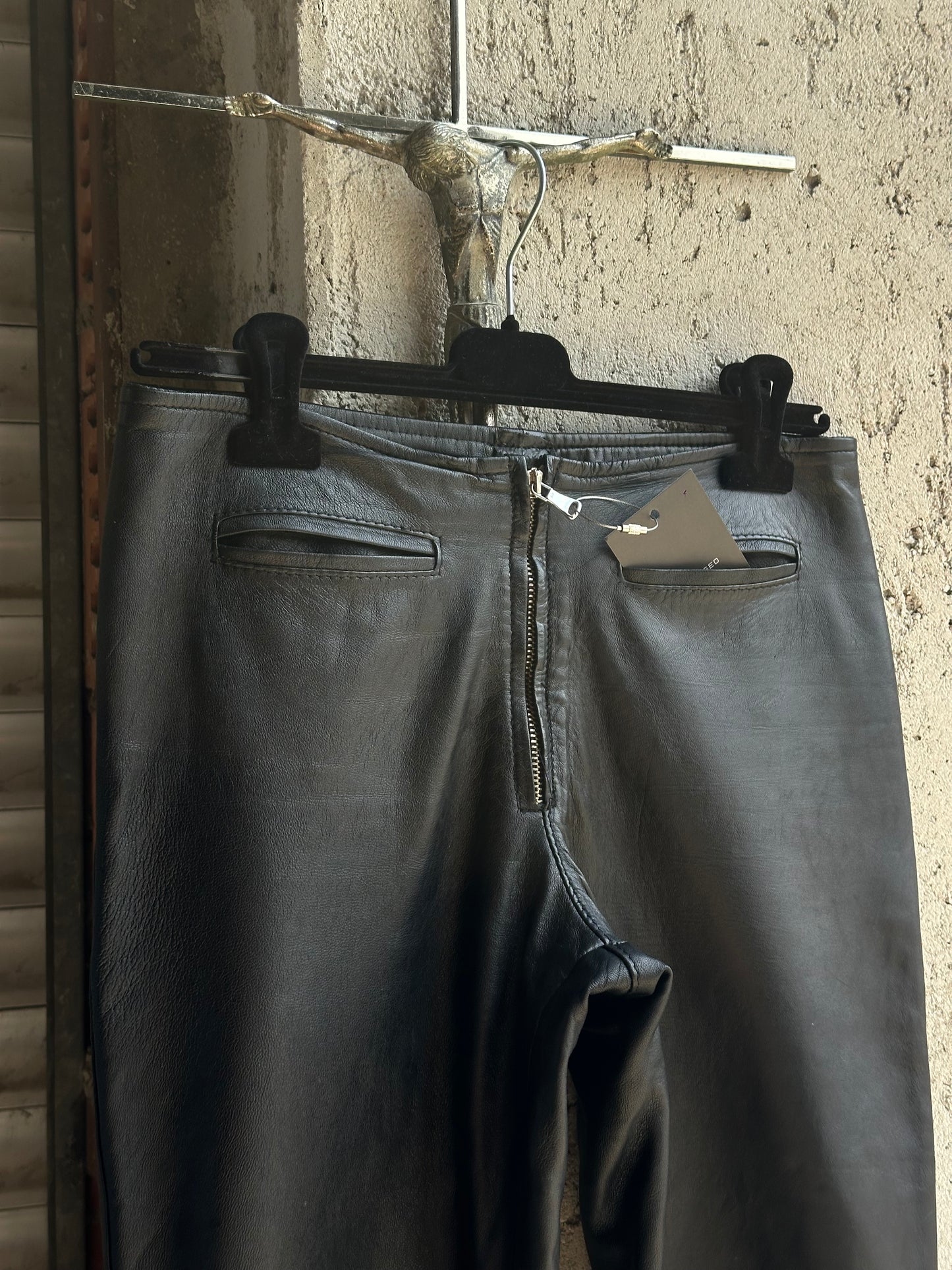 JESUS LEATHER FLARED PANTS