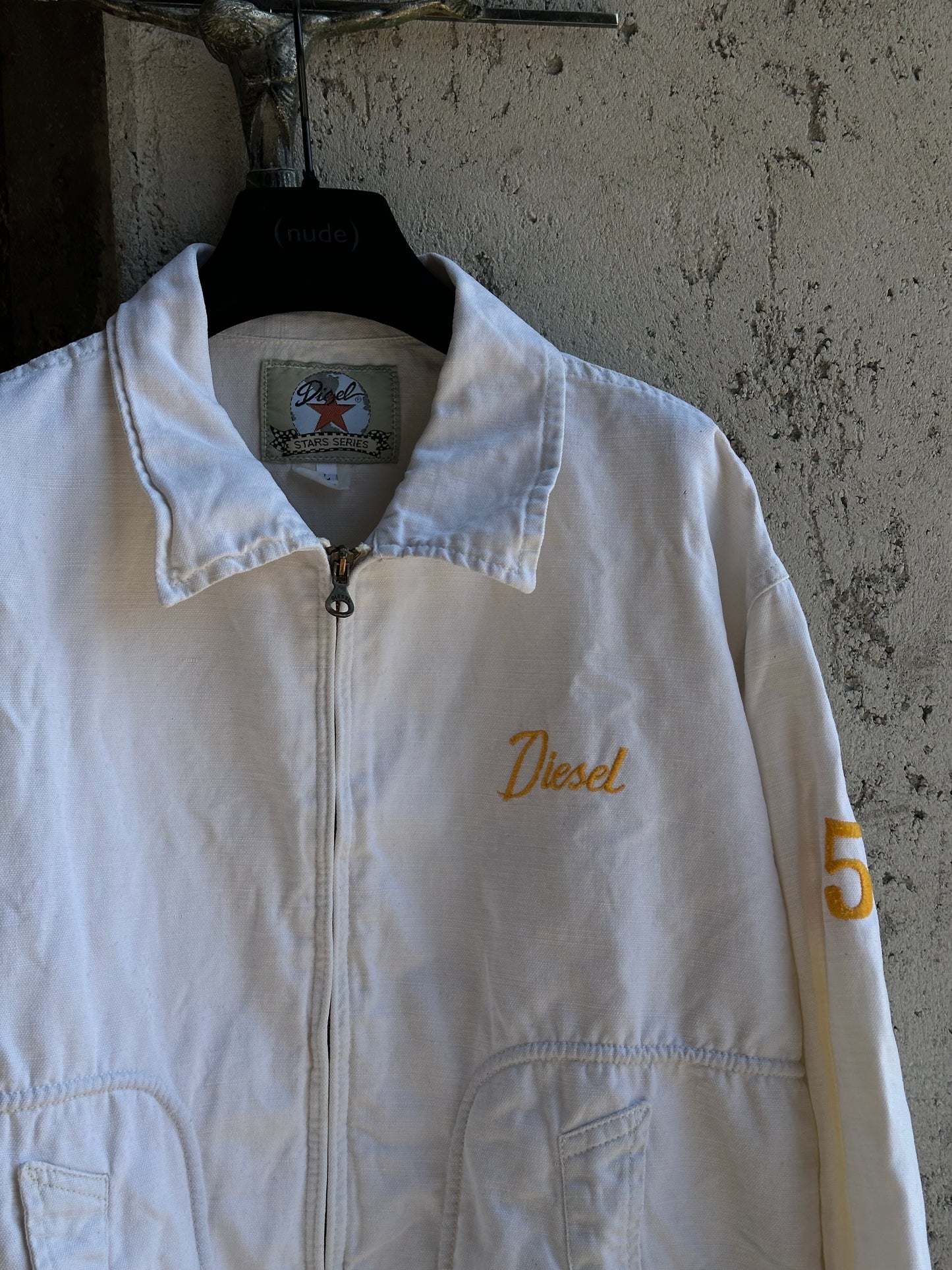 DIESEL WHITE DENIM ZIPPED JACKET