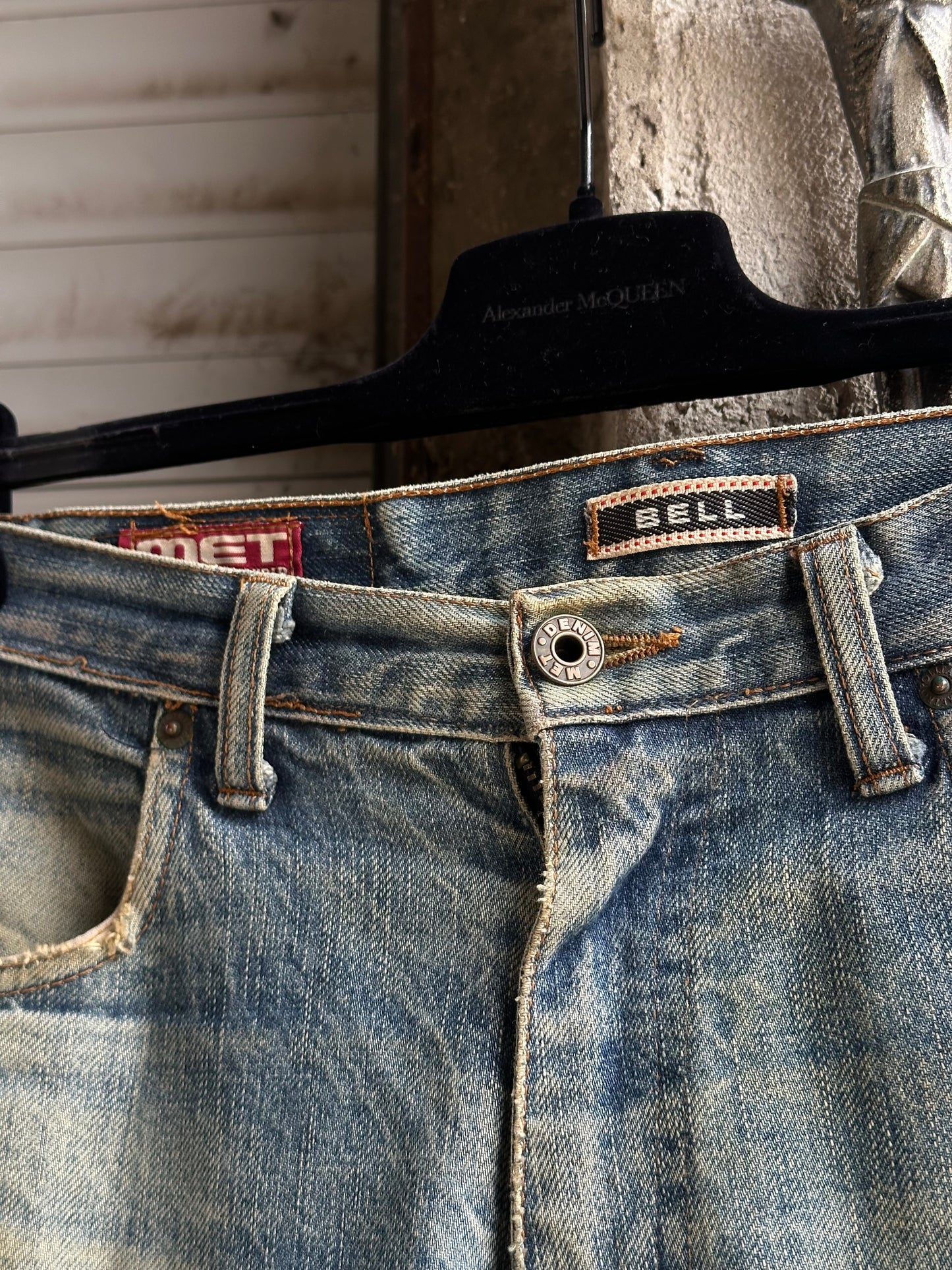 SUNFADED FLARED DENIM PANTS