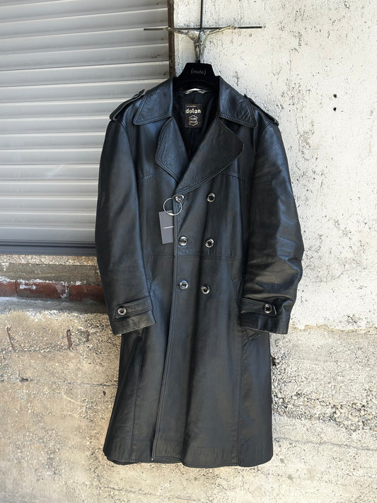 BLACK LEATHER TRENCH COAT