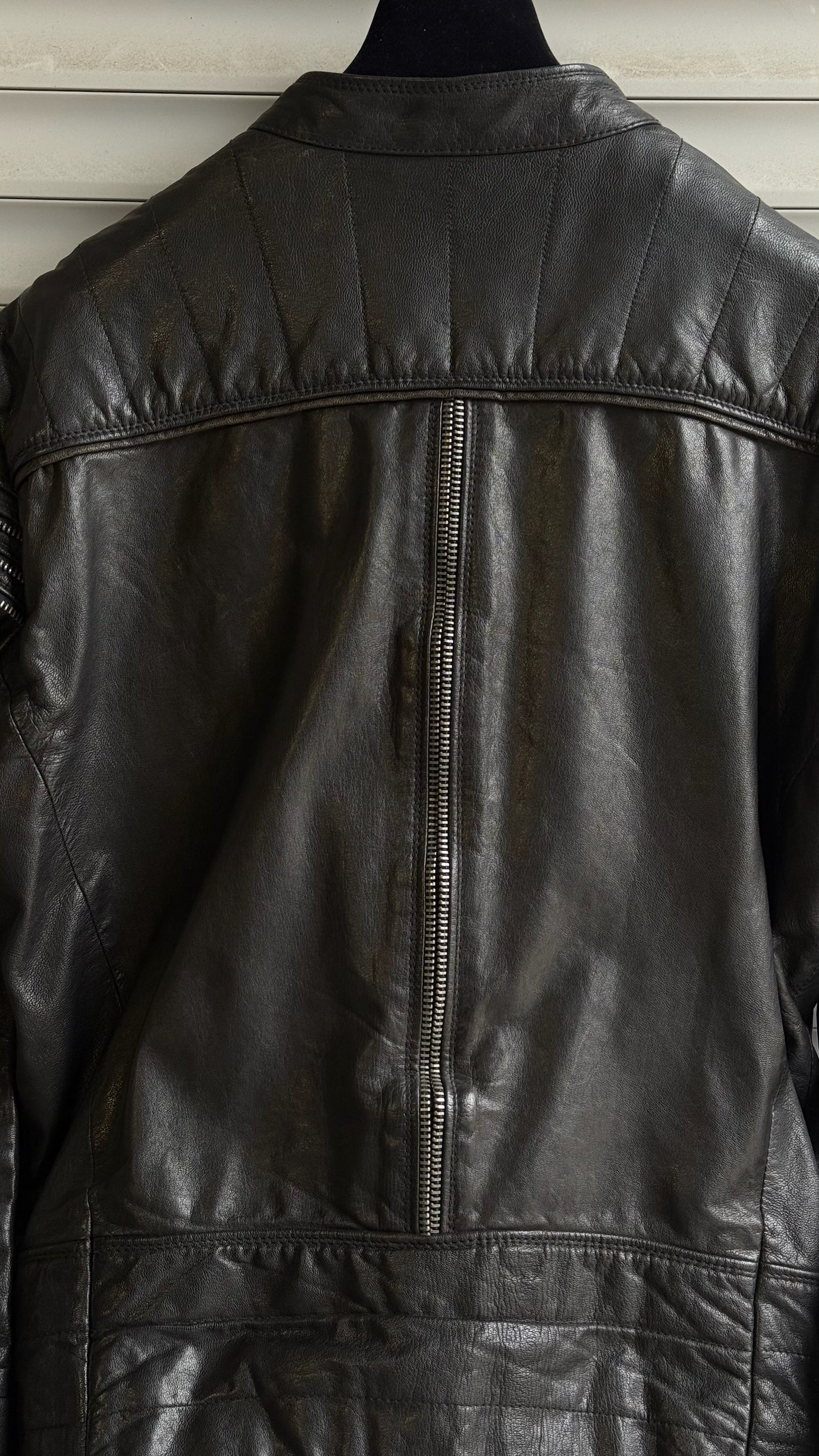 DIESEL SPINE ZIP LEATHER JACKET