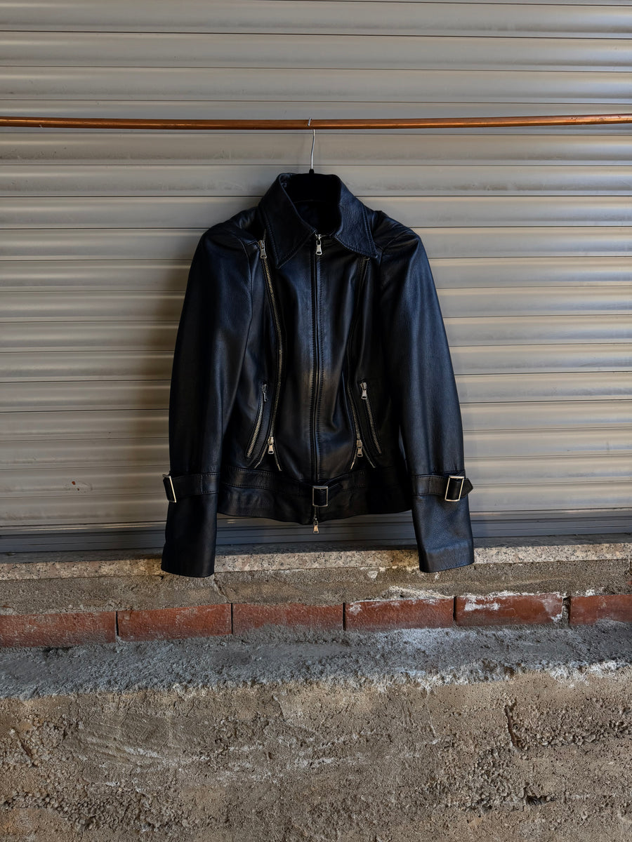 BUTTERFLY ZIPPED LEATHER JACKET