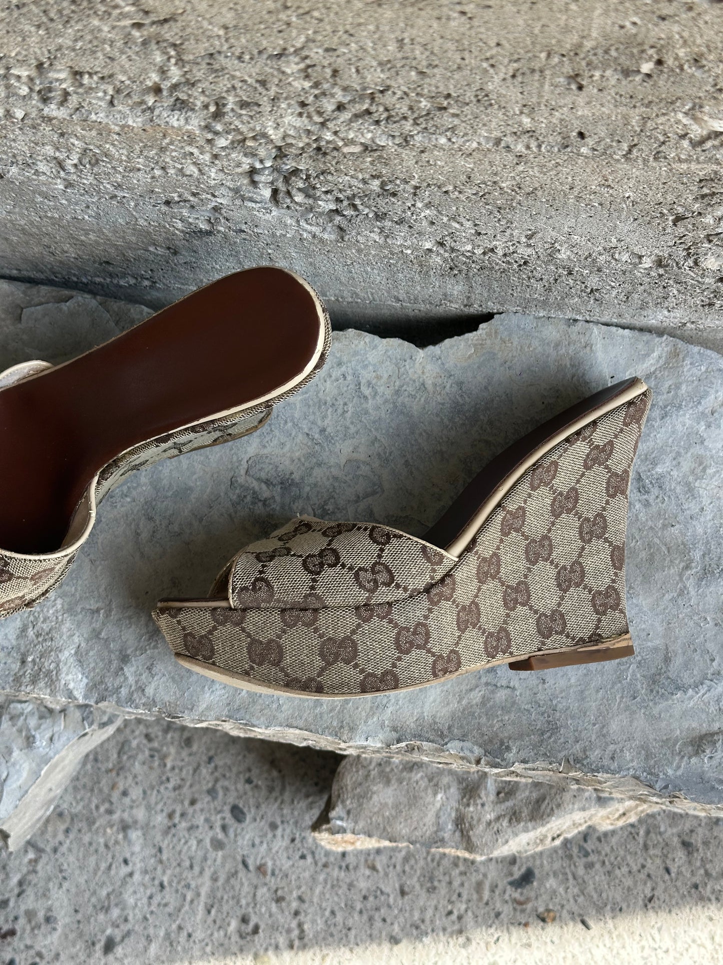GUCCI GG MONOGRAM PLATFORM WEDGE