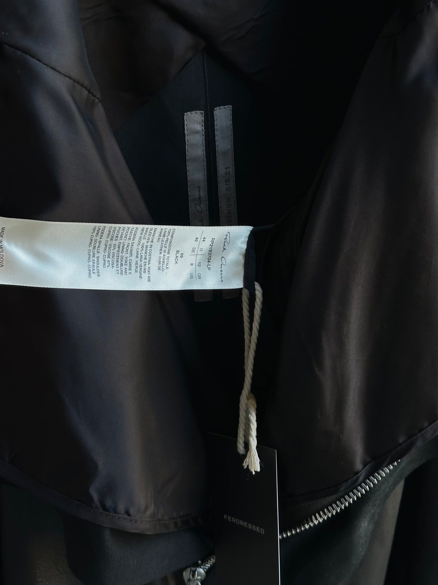RICK OWENS GETHSEMANE HYBRID LEATHER/KNIT JACKET