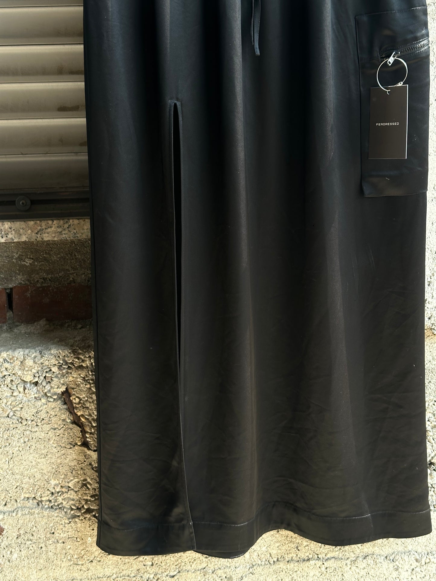 Y-3 BLACK SATIN SKIRT