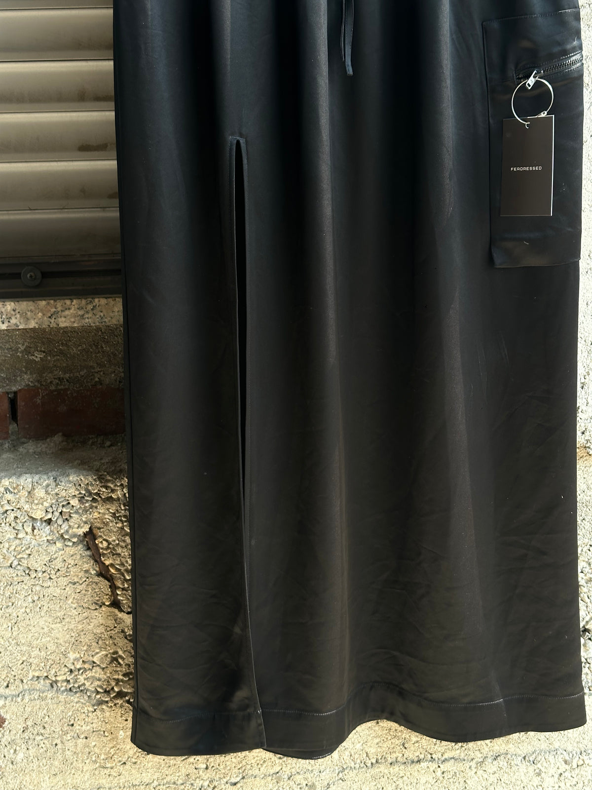 Y-3 BLACK SATIN SKIRT