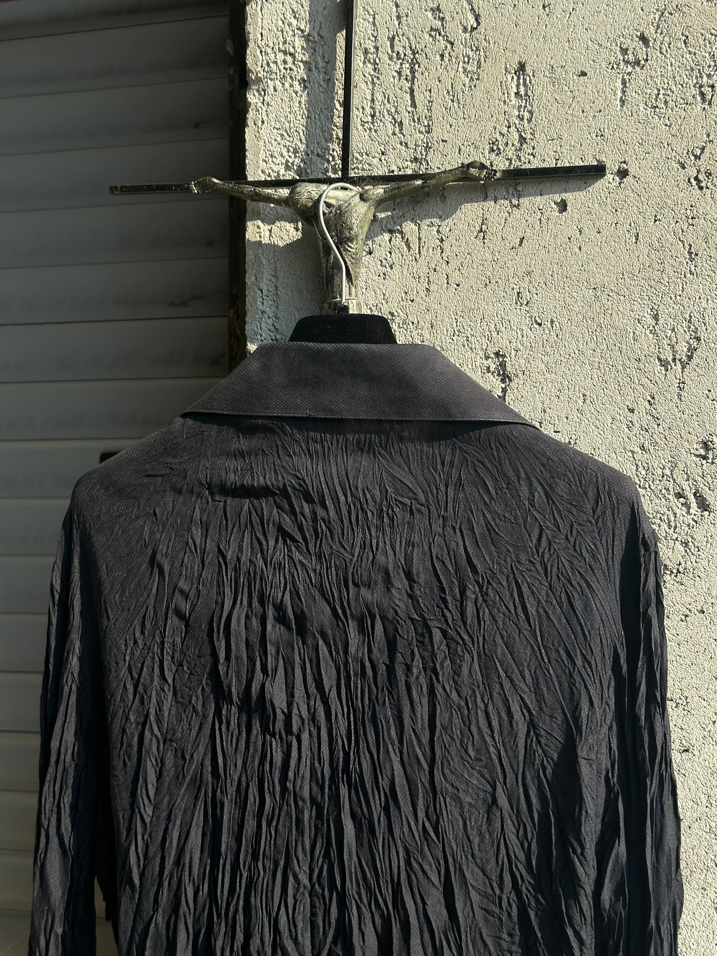 ROBERTO CAVALLI PLISSE BLACK SHIRT