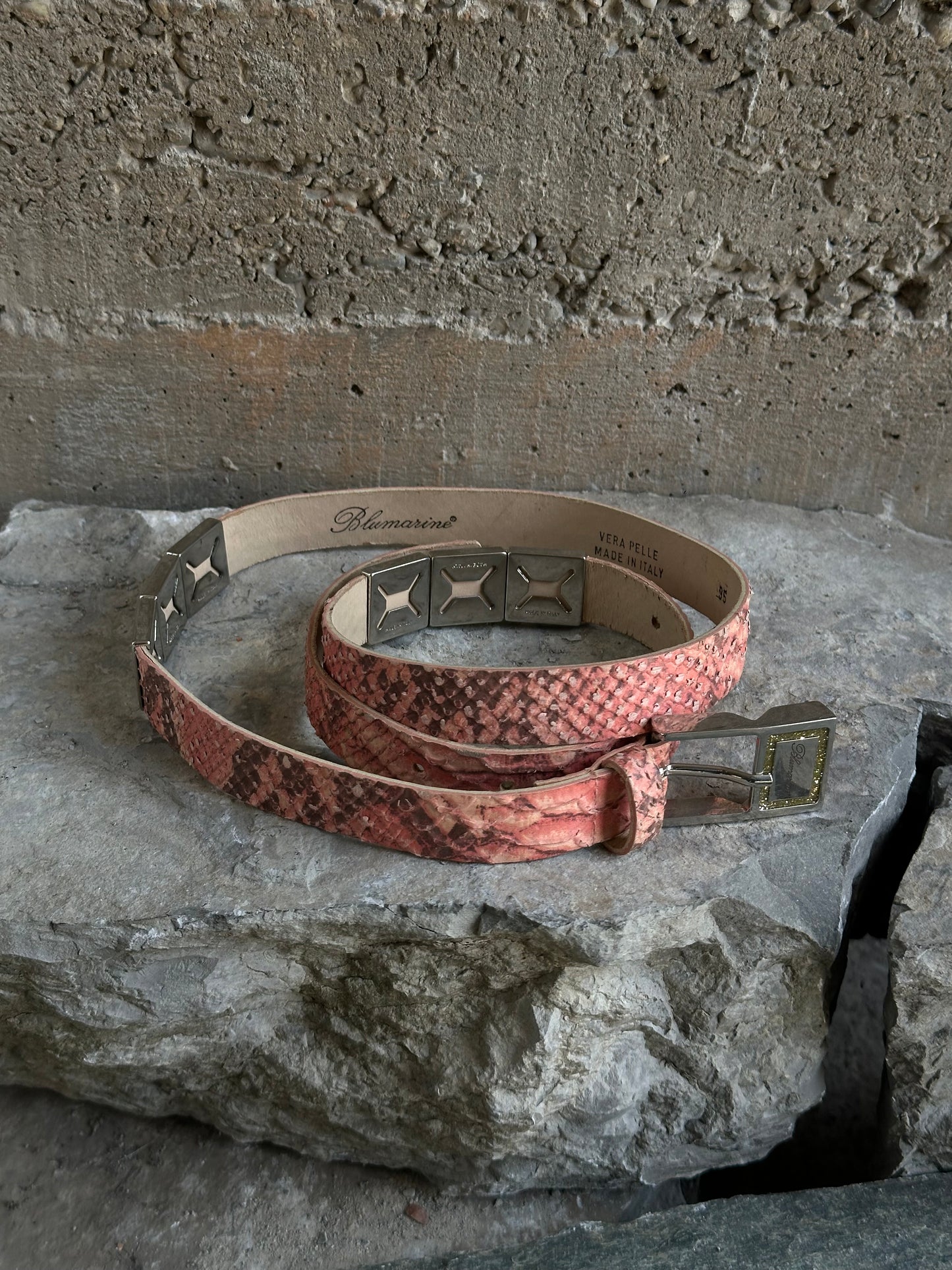 BLUMARINE PINK SNAKE SKIN LEATHER BELT
