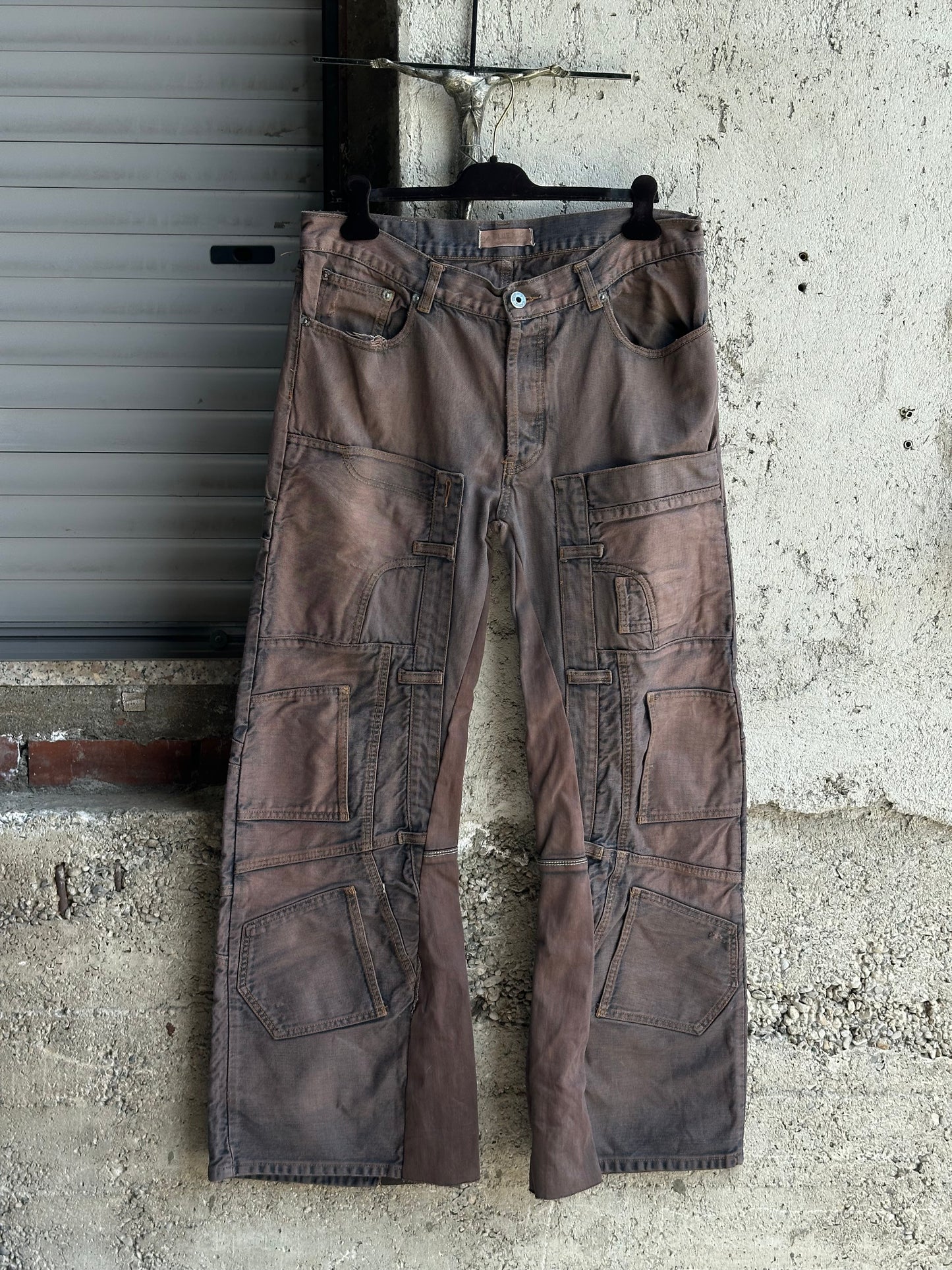 BROWN SUNFADED CARGO PANTS