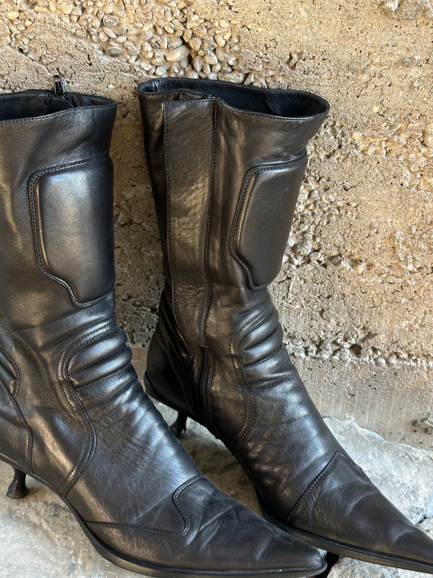 MIU MIU MOTOR LEATHER BOOTS