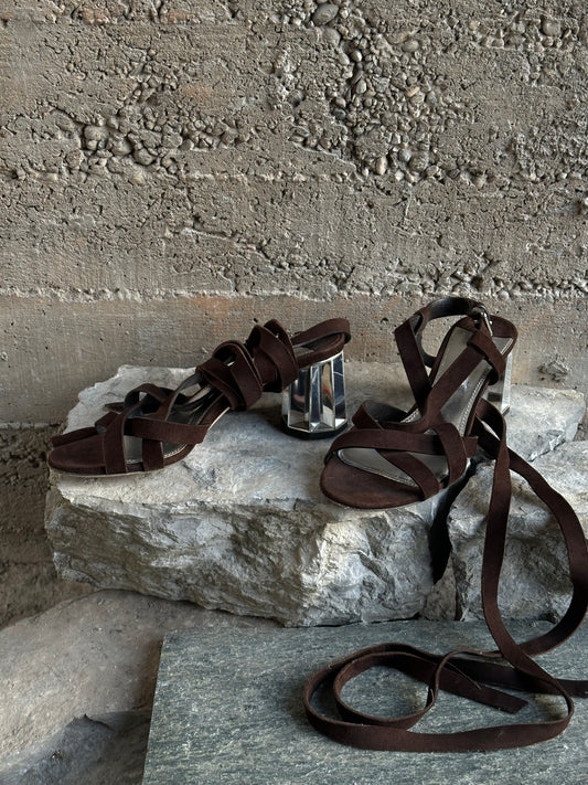 MIU MIU GLADIATOR SUEDE SANDALS