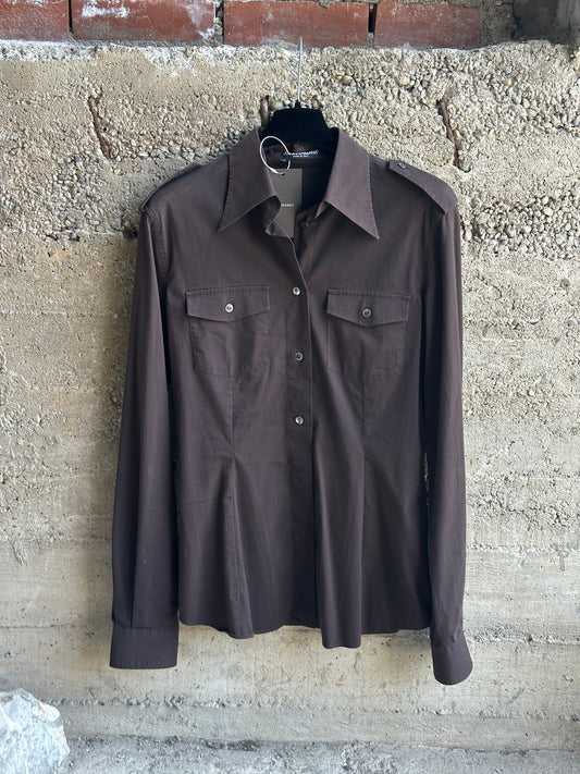 DOLCE & GABBANA BROWN MILITARY SHIRT