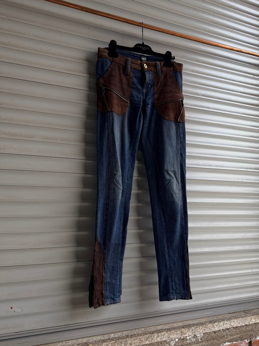 DOLCE & GABBANA BROWN SUEDE JEANS