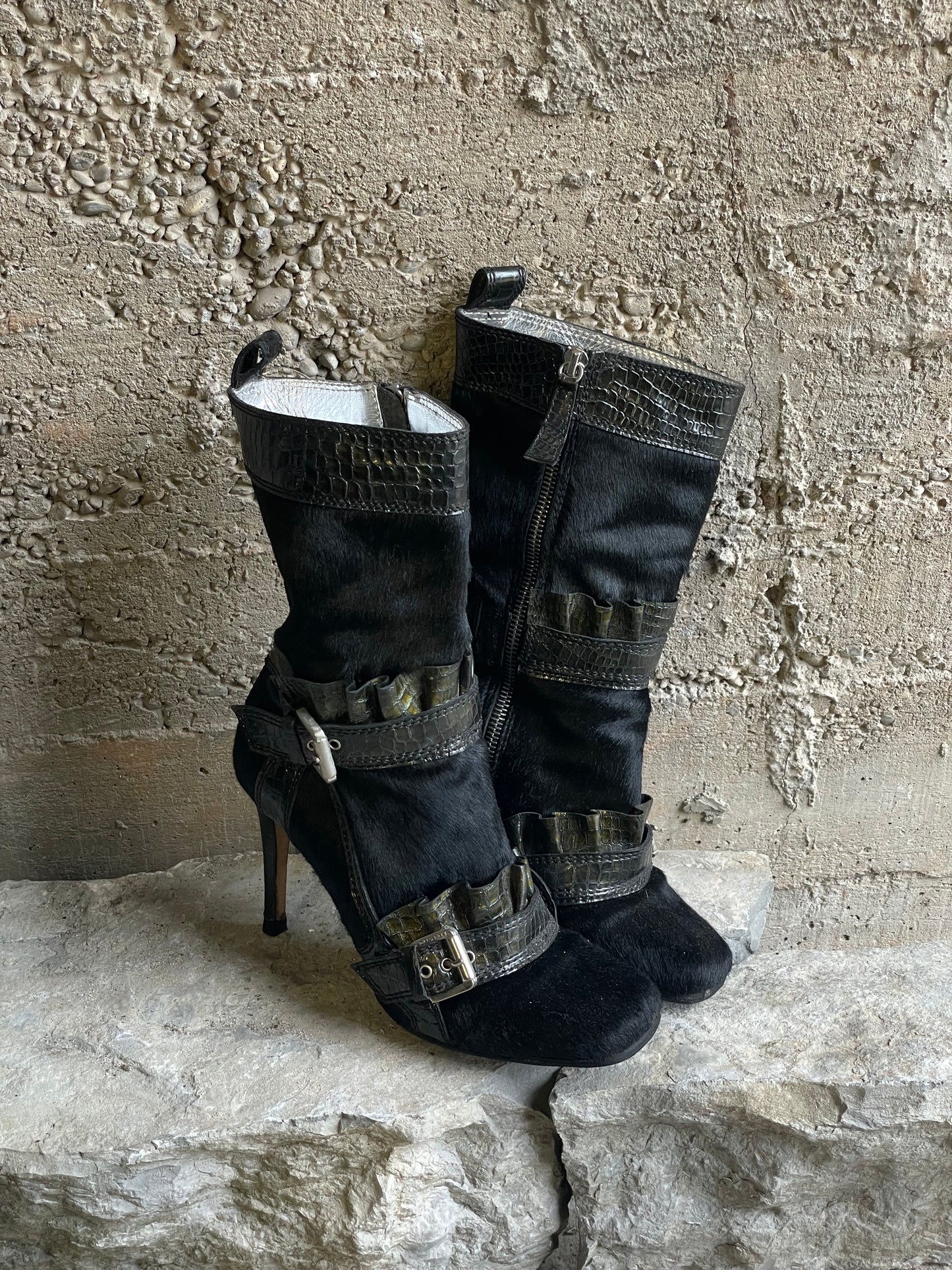 DSQUARED2 PONYHAIR CROCO BOOTS