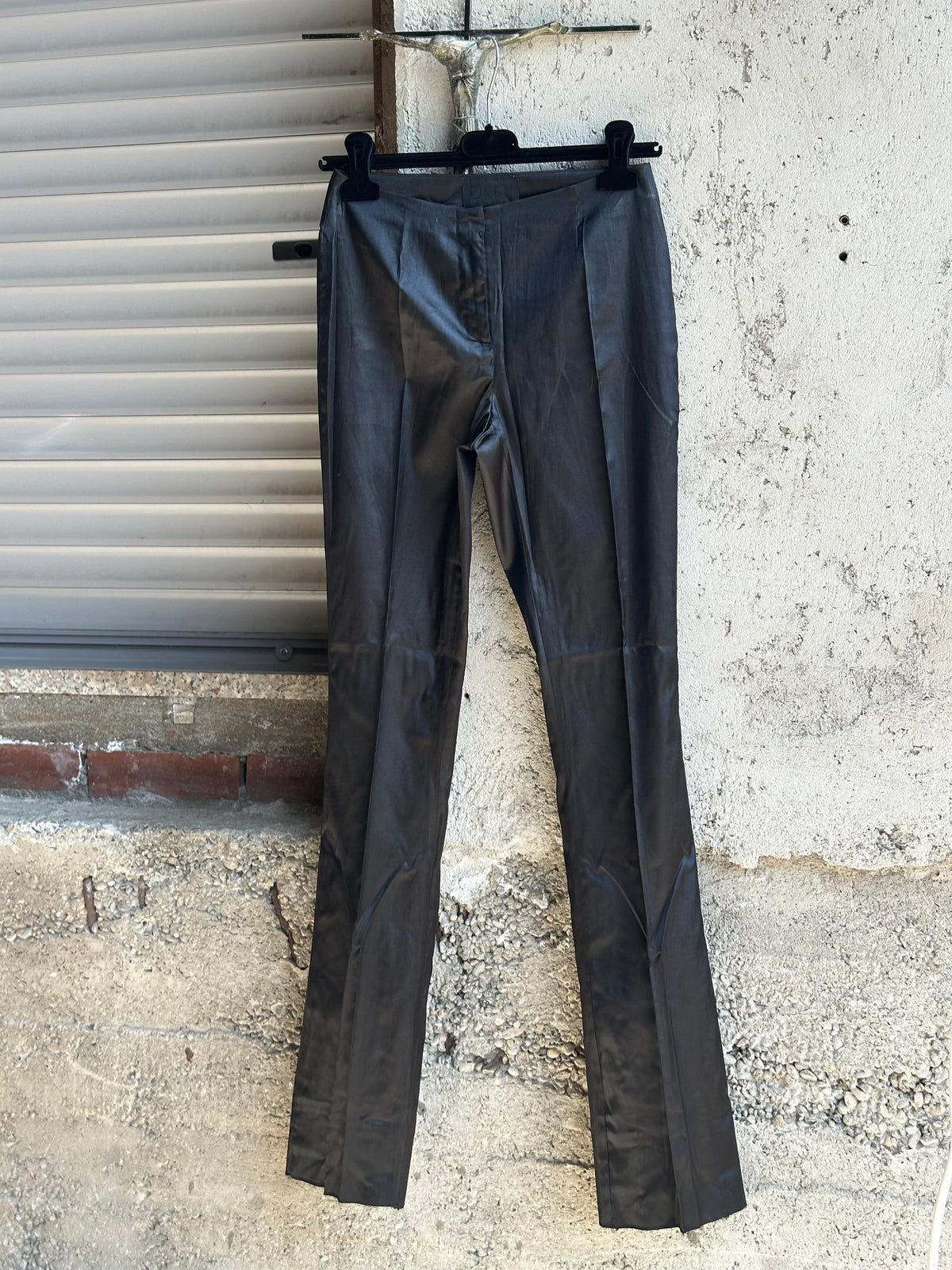 DOLCE & GABBANA BLACK SATIN SLIM LEG PANTS